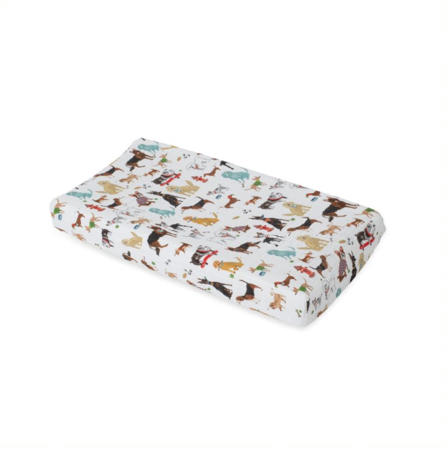 Little Unicorn Cotton Muslin Changing Pad Cover - Soft & Breathable Baby Changing Mat Cover for Nursery, Diaper Station - Perfect for Newborns & Toddlers (Woof Print)