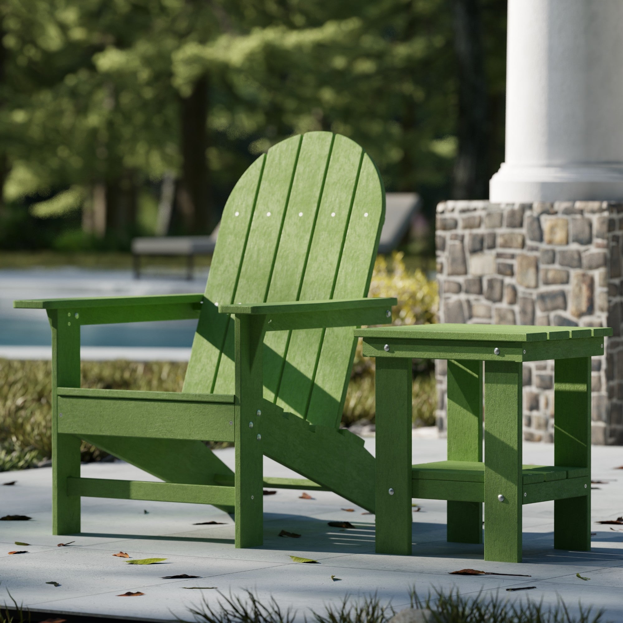 Freedom Modern Adirondack Chair & Side Table Set - Durable Outdoor Patio Furniture for Garden, Poolside, Deck, and Backyard Relaxation