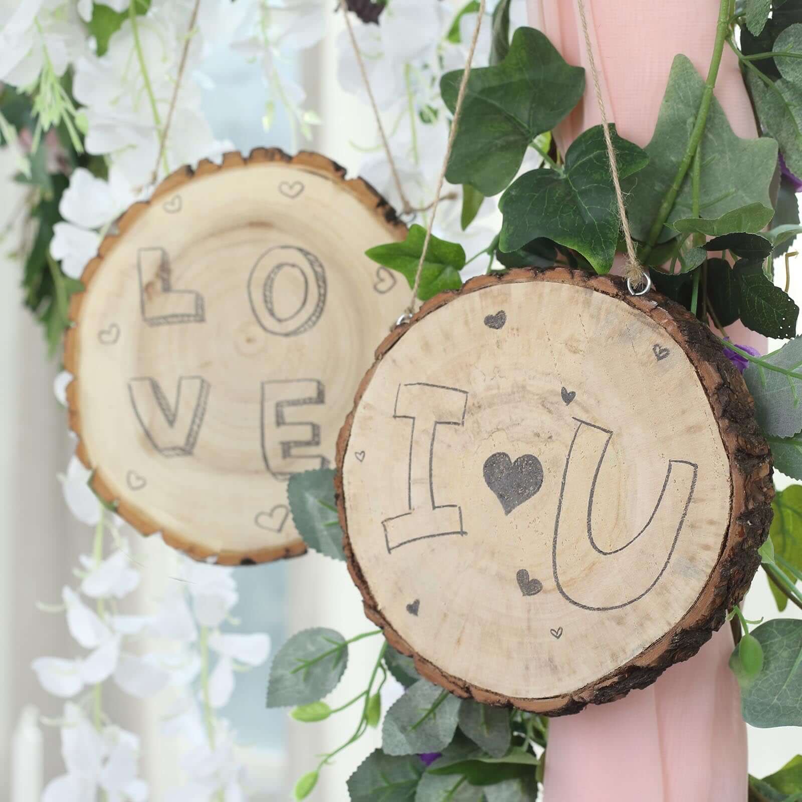 2 Pack 8 Inch Natural Unfinished Wooden Round Plaques for DIY Craft Projects - Perfect for Home Decor, Wedding Signs, and Wall Art