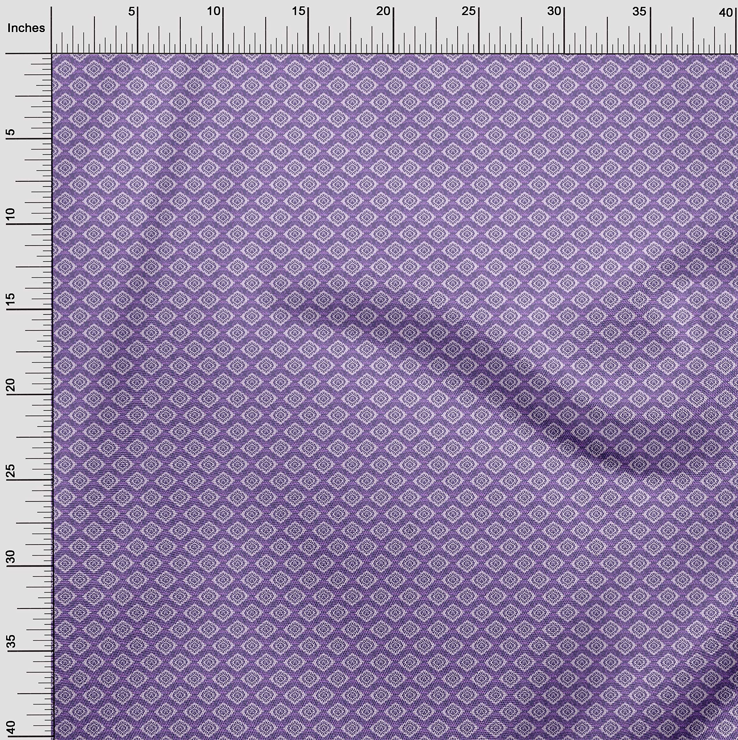 oneOone Georgette Viscose Violet Ikat Fabric - 42 Inch Wide Printed Textile for DIY Clothing, Dresses & Home Decor | Premium Sewing Supplies by The Yard