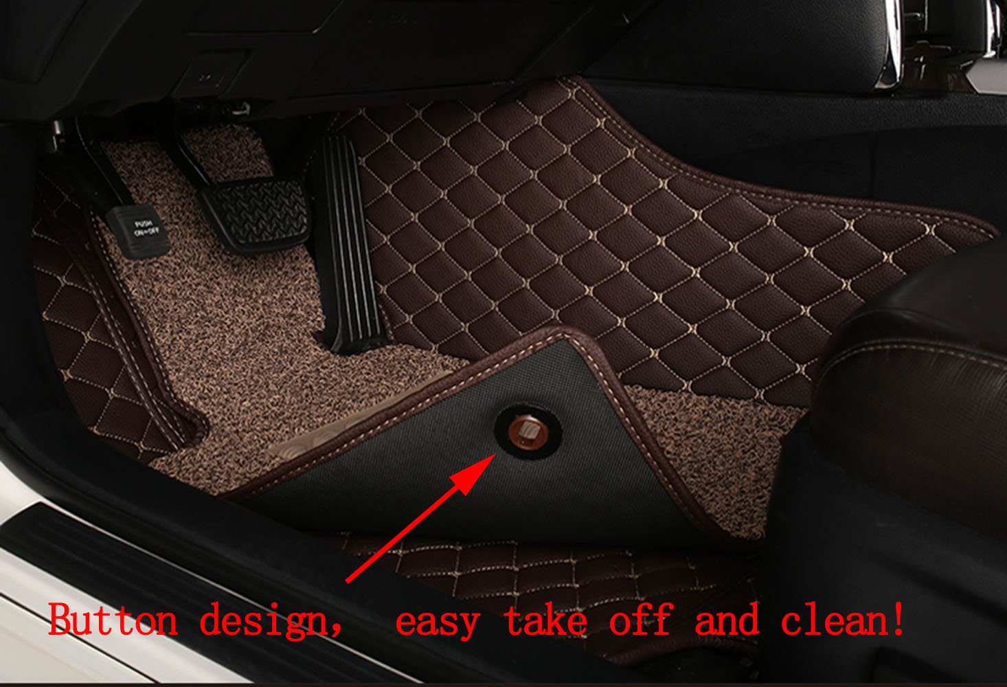 Custom Fit Double Layer Full Coverage Floor Mats for 2007-2016 Cadillac Escalade (6 Seater with 2 Seats in Second Row) - Coffee Brown - All-Weather Protection & Easy Cleaning - Perfect for Family Road Trips, Daily Commutes, and Outdoor Adventures