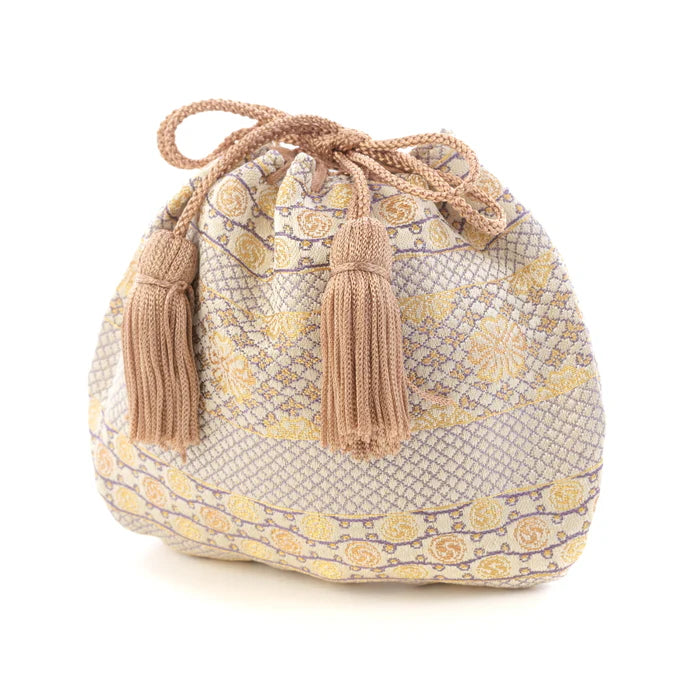 Nishijin Ori Small Drawstring Cherry Blossom Bag - Handmade Kyoto Japanese Traditional Craft Purse for Women | Perfect for Cosplay, Tea Ceremony & Gift Giving