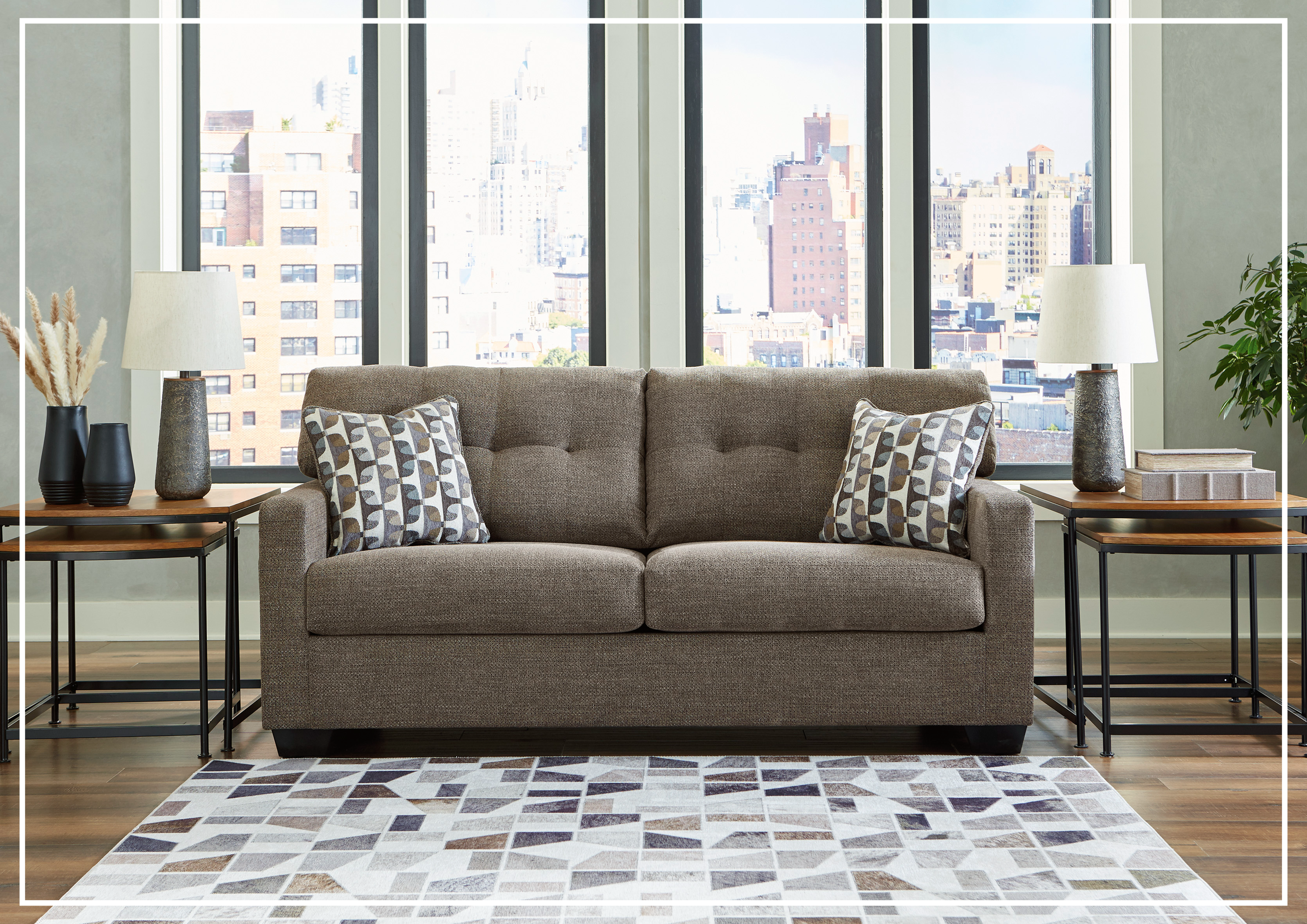 Gio Italia Marston Fabric Sofa - Light & Dark Color Options | Modern Living Room Furniture for Home & Office Comfort