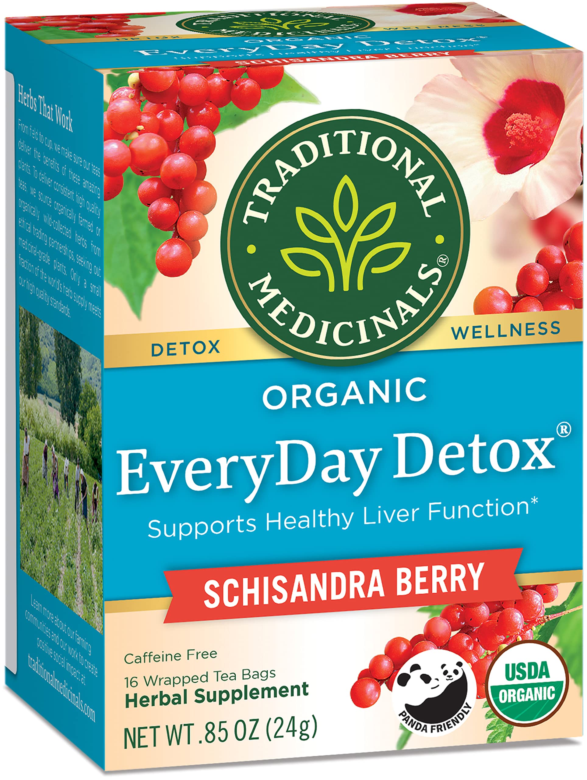 Organic Schisandra Berry Herbal Tea for Liver Detox & Healthy Function | Traditional Medicinals | 16 Tea Bags Pack | Supports Digestion & Cleansing | Perfect for Daily Wellness & Detox Routines