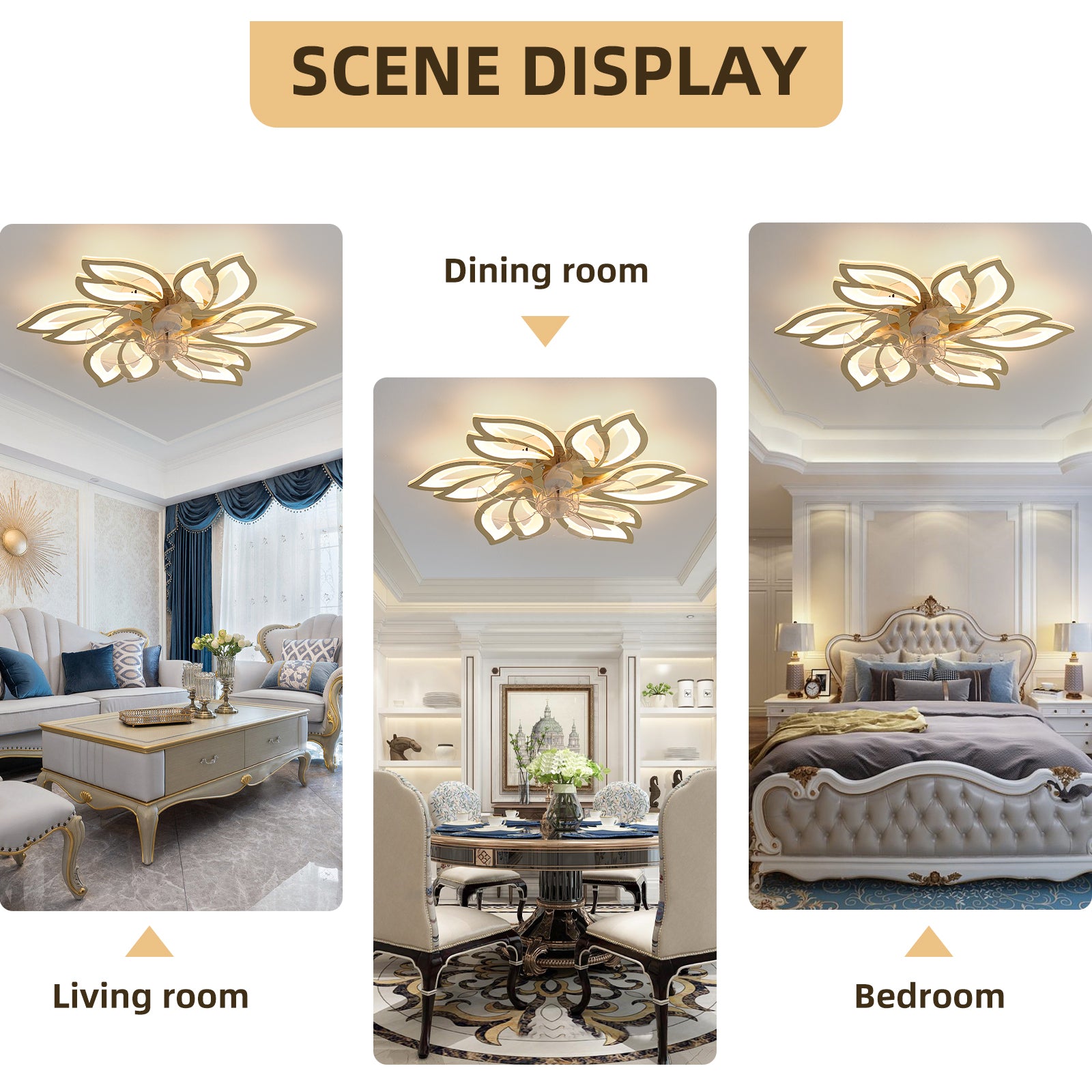 25.5 Inch Modern Ceiling Fan with Light - Remote Control, 3 Color Temperatures & 6 Speeds, Titanium Gold Finish - Perfect for Bedroom, Living Room, and Office