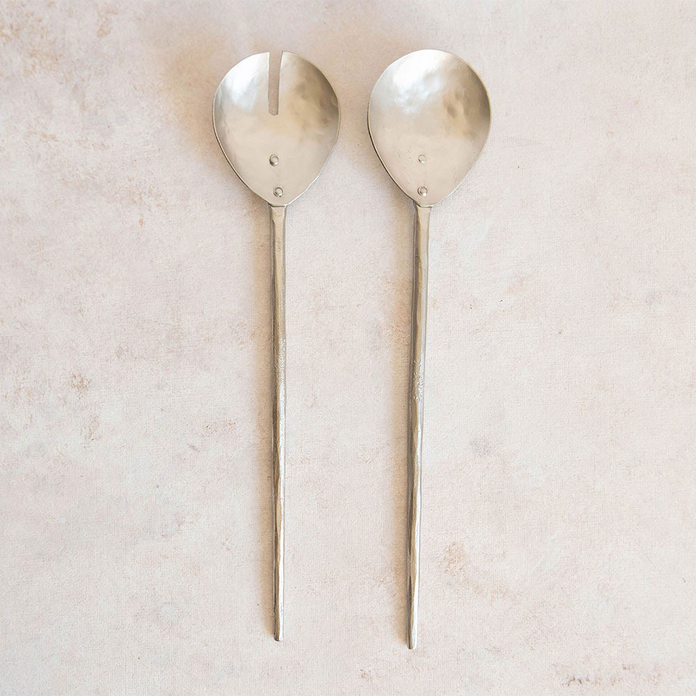 Hand Forged Pewter Salad Serving Set - Elegant Tableware for Dinner Parties & Holiday Gatherings