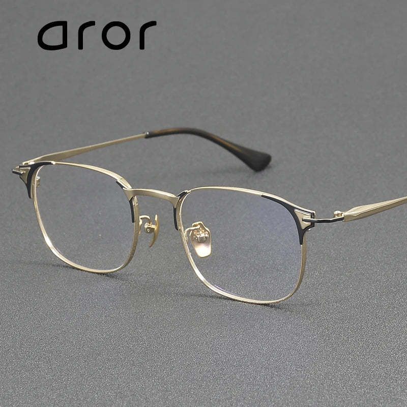 Stylish Aror Men's Full Rim Square Titanium Eyeglasses Frame 94484 - Lightweight & Durable for Work, Reading & Everyday Wear