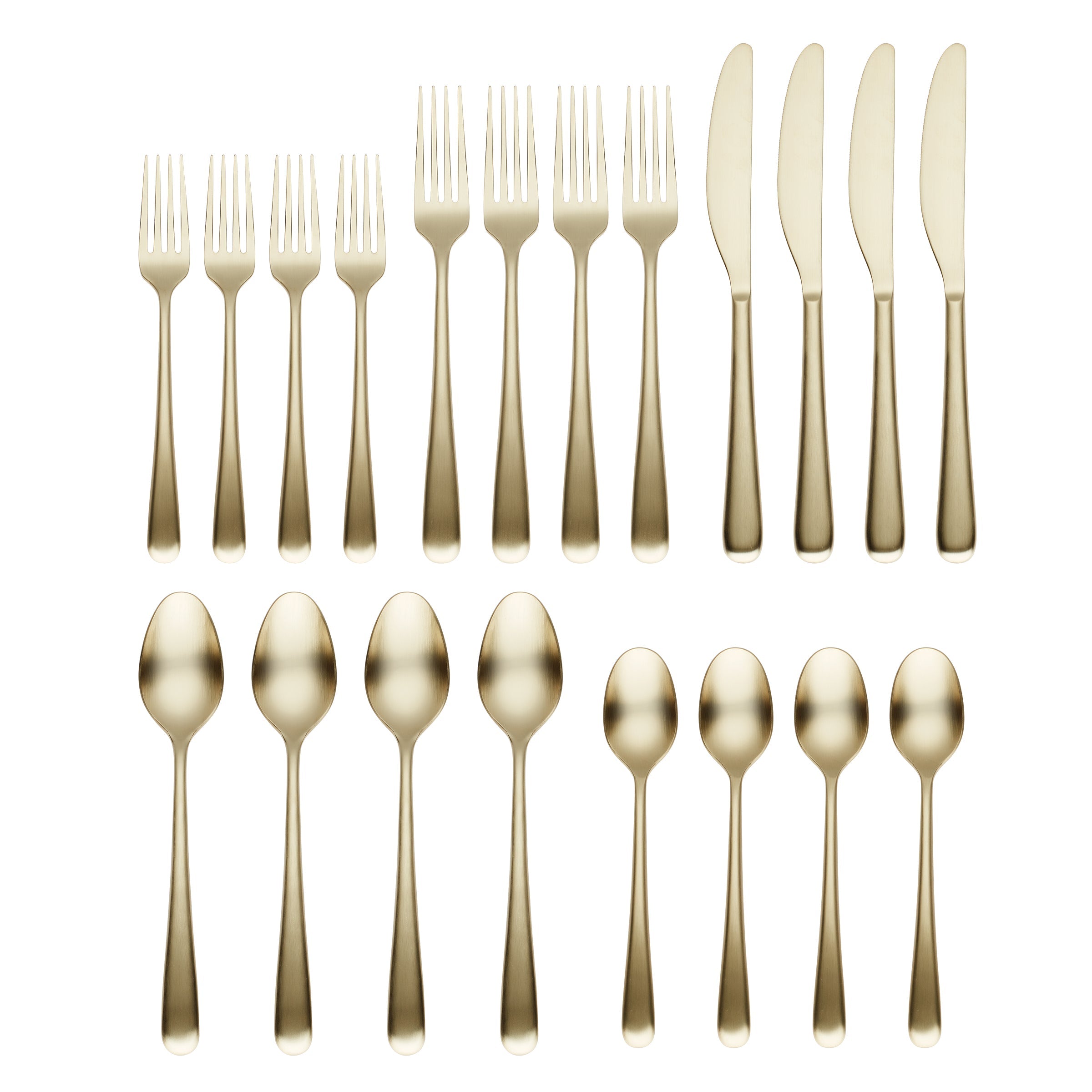 Rafael Champagne Satin 20-Piece Flatware Set - Elegant Stainless Steel Cutlery for Fine Dining, Weddings & Special Occasions