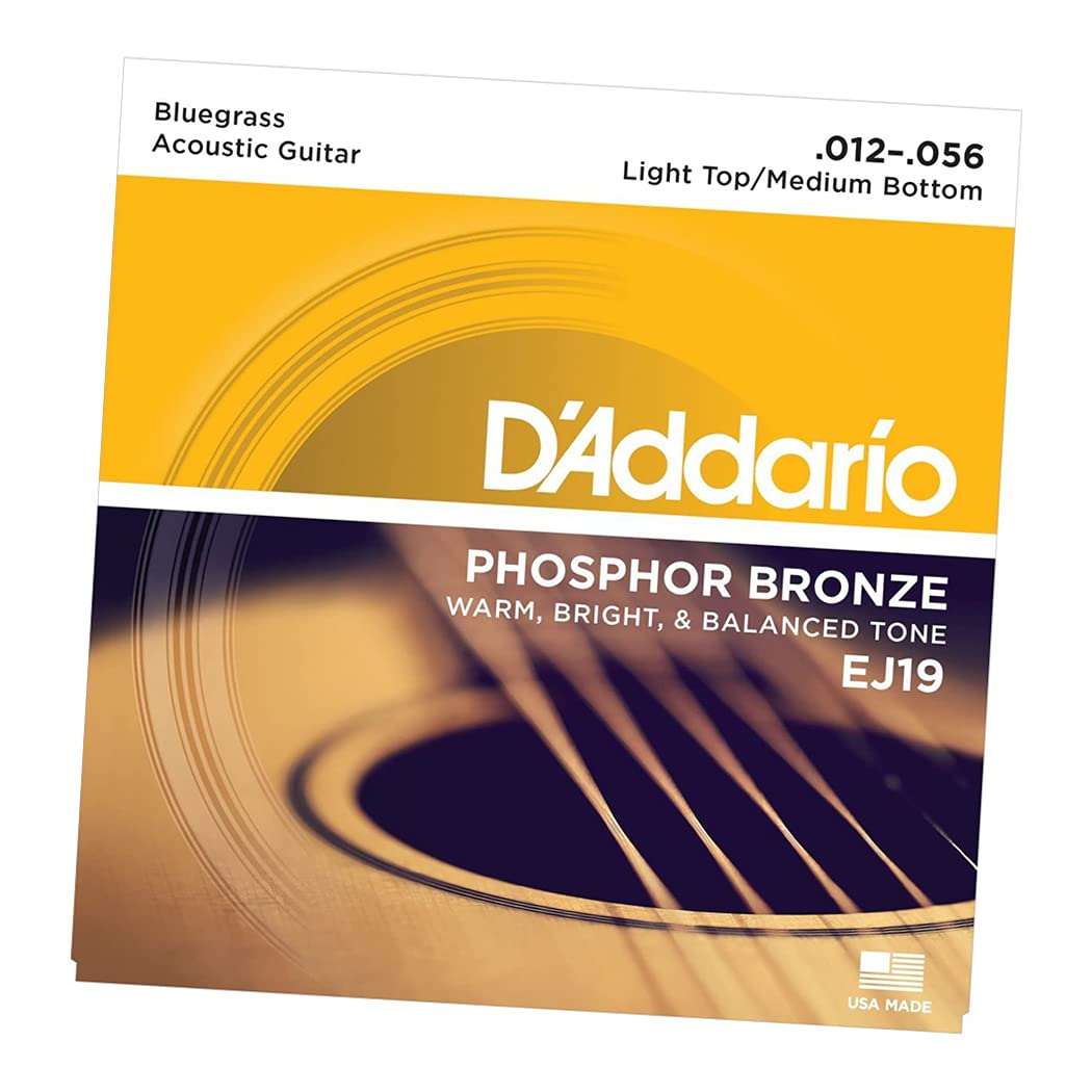 D'Addario EJ19 Phosphor Bronze Bluegrass Acoustic Guitar Strings .012-.056 Gauge (2 Packs) - Perfect for Bluegrass, Folk & Country Music Performances