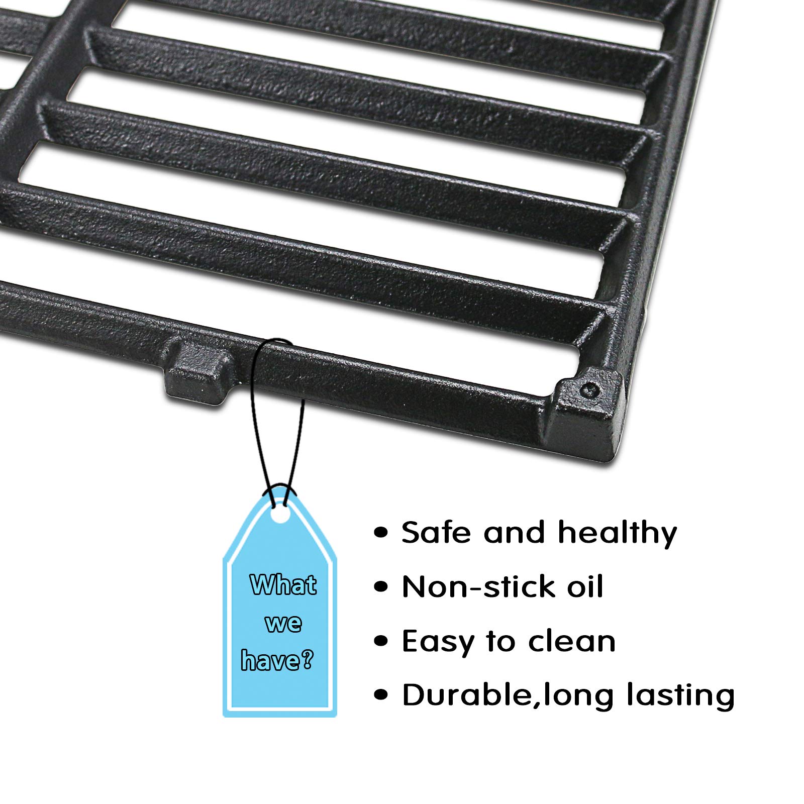 Hisencn 7637 17.5 Inch Reversible Grill Griddle & Cooking Grates for Weber Spirit I & II 200 Series (E210 E220 S210 S220) - Heavy Duty Front Control BBQ Grill Accessories for Outdoor Cooking, Camping, and Backyard Parties