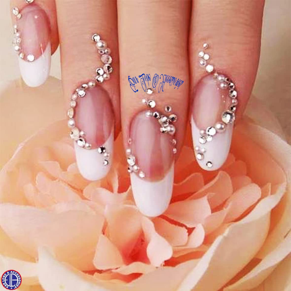 Flat Back Rhinestones for Nails & Ear Lobe Decorations - Rainbow Big Crystal Stones with Small Glue - DIY Nail Art, Jewelry Making & Body Accessories
