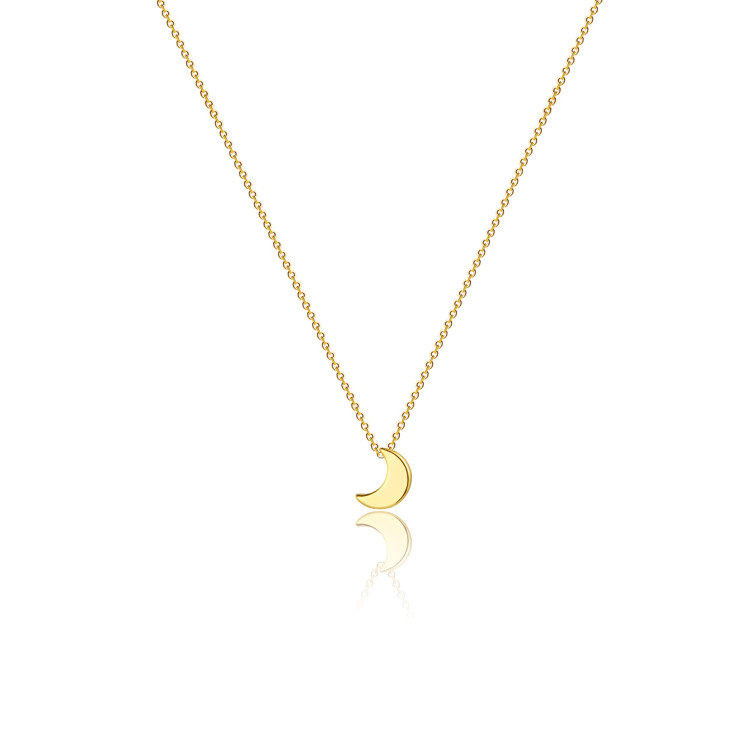 Tasiso 14K Gold Moon and Star Pendant Necklace for Women - Delicate Crescent Moon & Tiny Star Charm Minimalist Jewelry - Perfect for Everyday Wear, Date Nights & Special Occasions