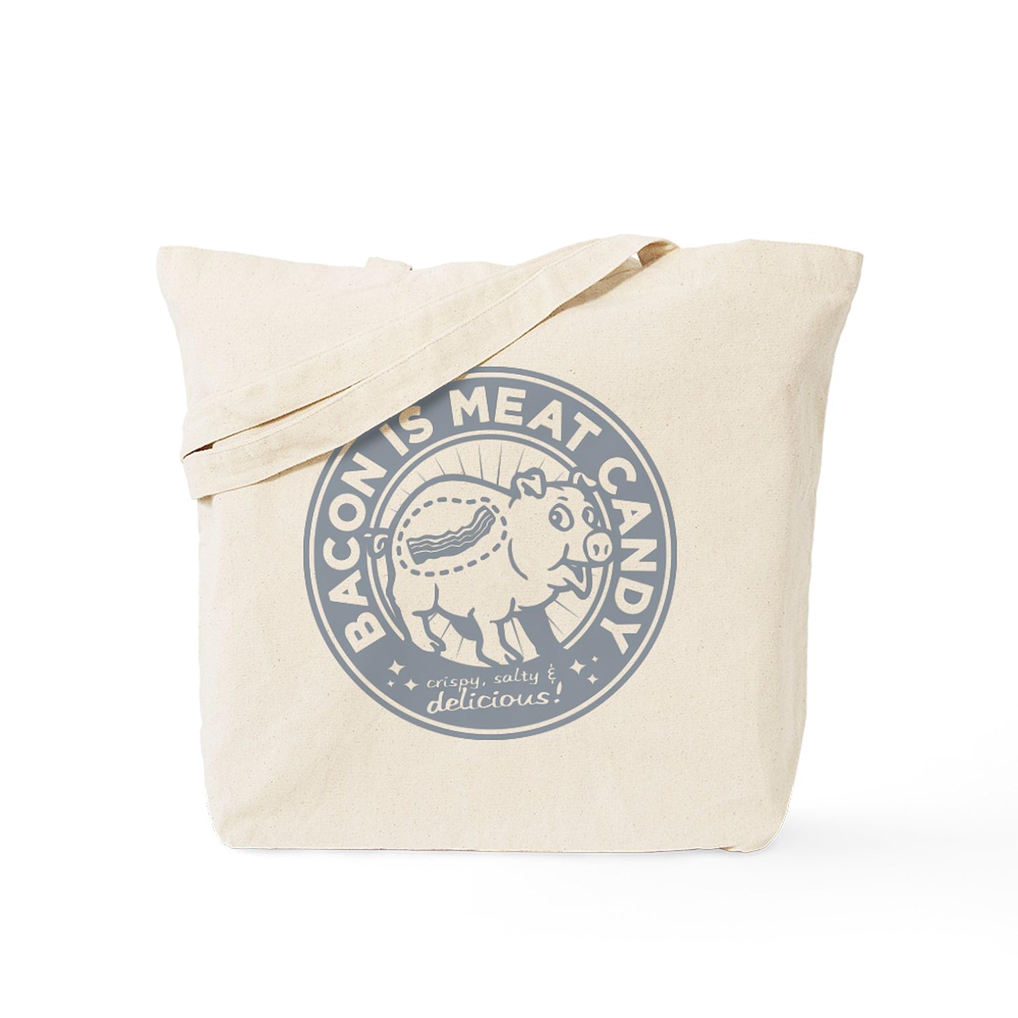 Bacon Is Meat Candy Tote Bag - Natural Canvas Reusable Grocery Shopping Bag for Farmers Market, Beach & Eco-Friendly Lifestyle