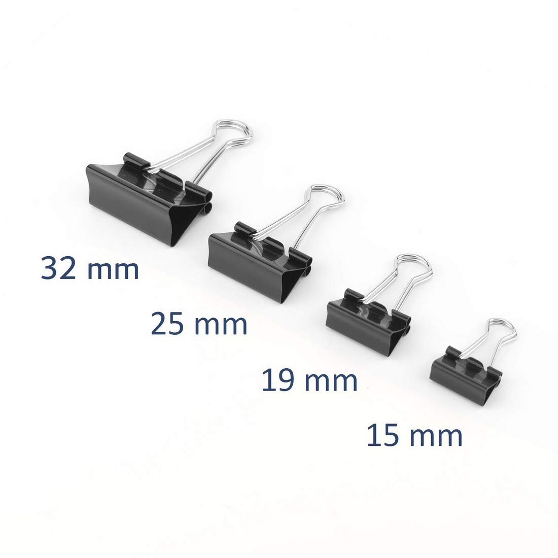12-Pack Black 15mm Foldback Clips - Multi-Purpose Binder Clips for Office, School & Home Organization - Heavy Duty Paper Clips for Documents, Files & Bulletin Boards
