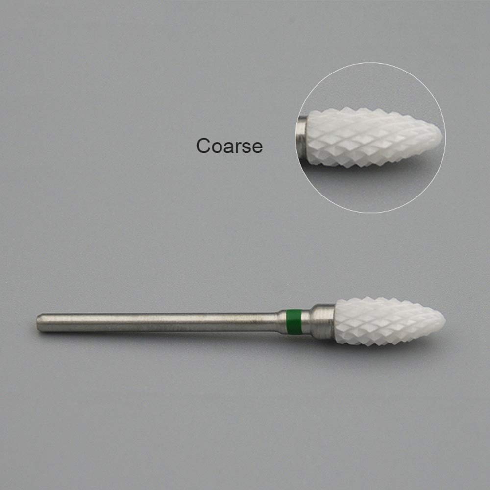 Professional Medium Flame Cuspidal Nail Drill Bit - Ceramic Grinding Stone Head for Electric Nail Drill - 3/32