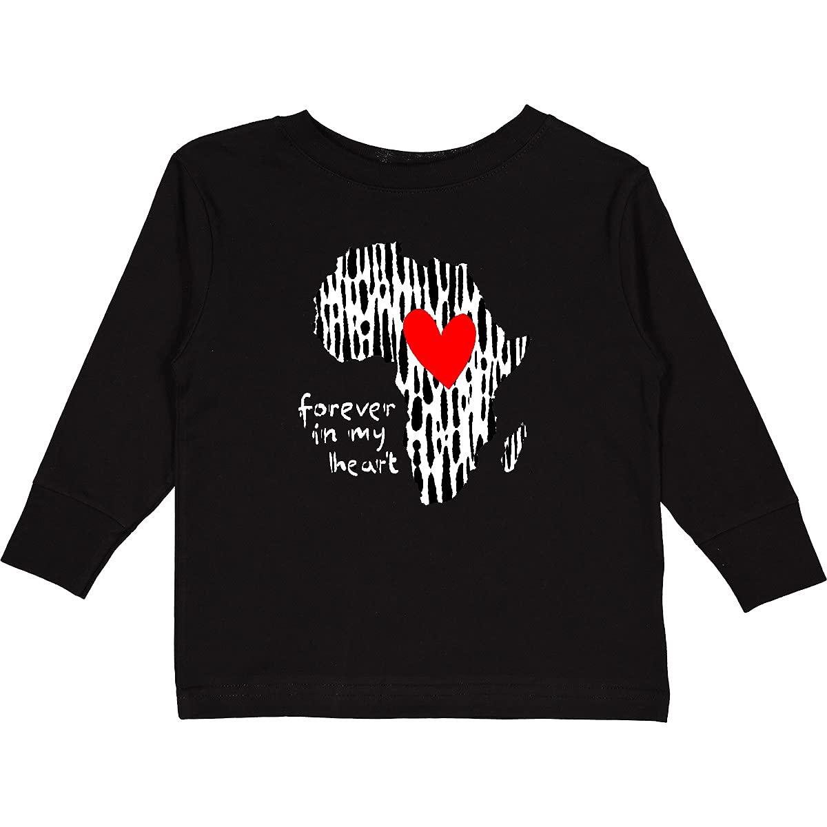 Inktastic Black History Month Forever in My Heart Toddler Long Sleeve T-Shirt - Black Pride Kids Apparel for School, Family Events & Cultural Celebrations