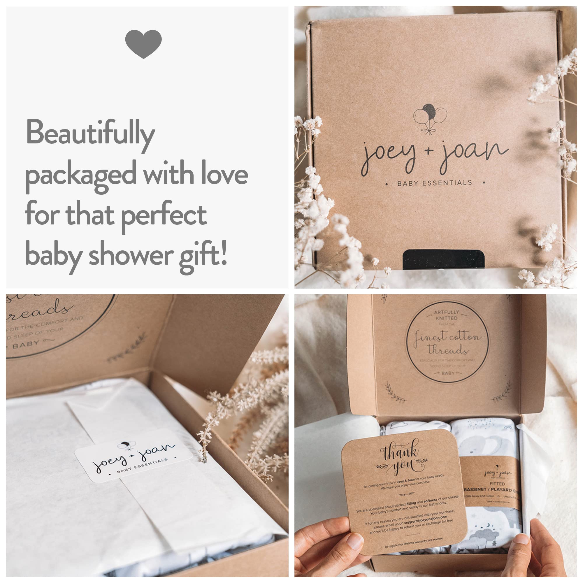 Premium Fitted Pack and Play Sheets - 2 Pack, Heather Grey - Perfect Fit for Graco Pack 'n Play & 27