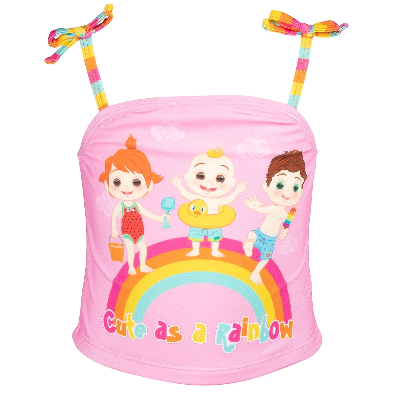 CoComelon Kids' Tankini Top & Swim Bottom Set - 2 Piece Swimwear for Girls, UV Protection & Quick Dry - Perfect for Pool, Beach & Summer Water Play