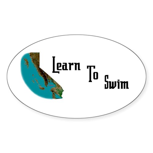 White - Learn To Swim Oval Sticker