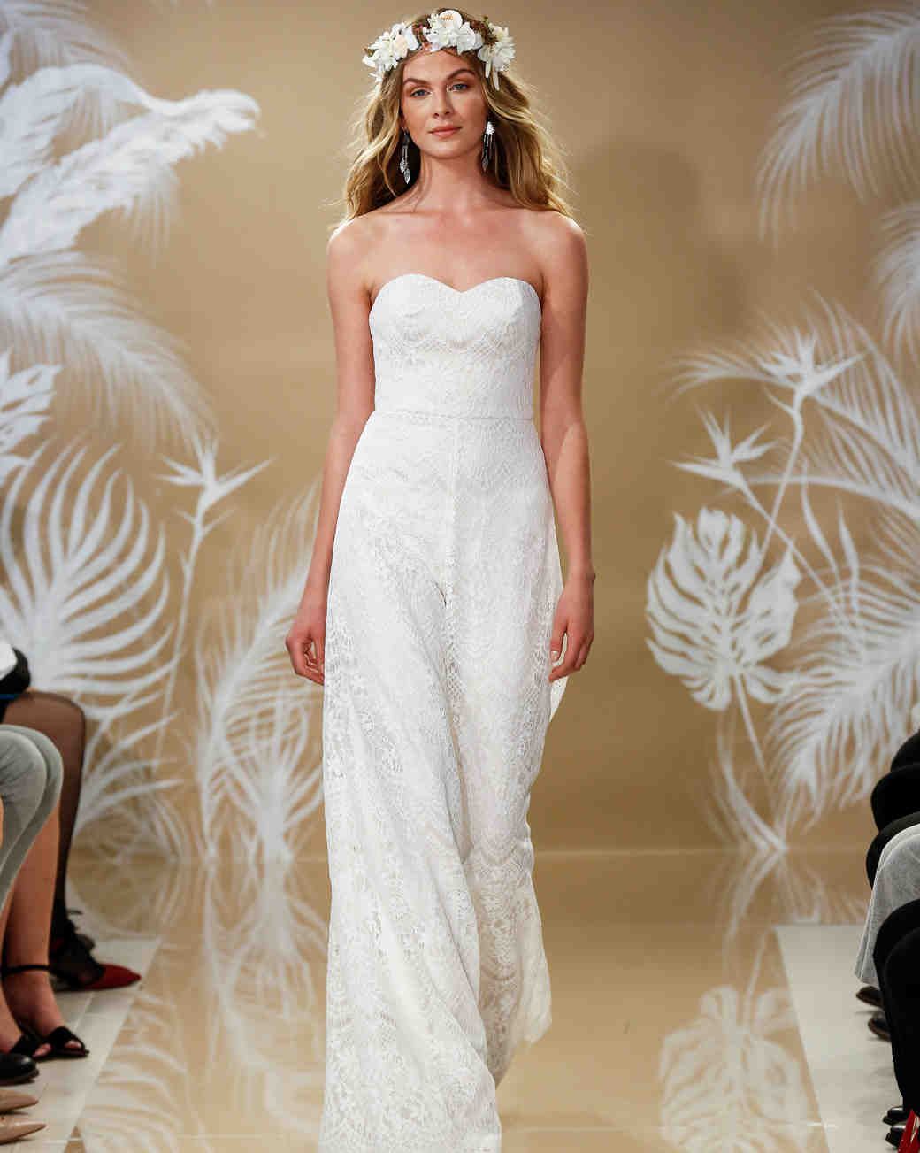 Theia Skyler Elegant Bridal Jumpsuit - White Lace Wedding Romper for Bride, Perfect for Beach Weddings, Elopements & Romantic Photoshoots