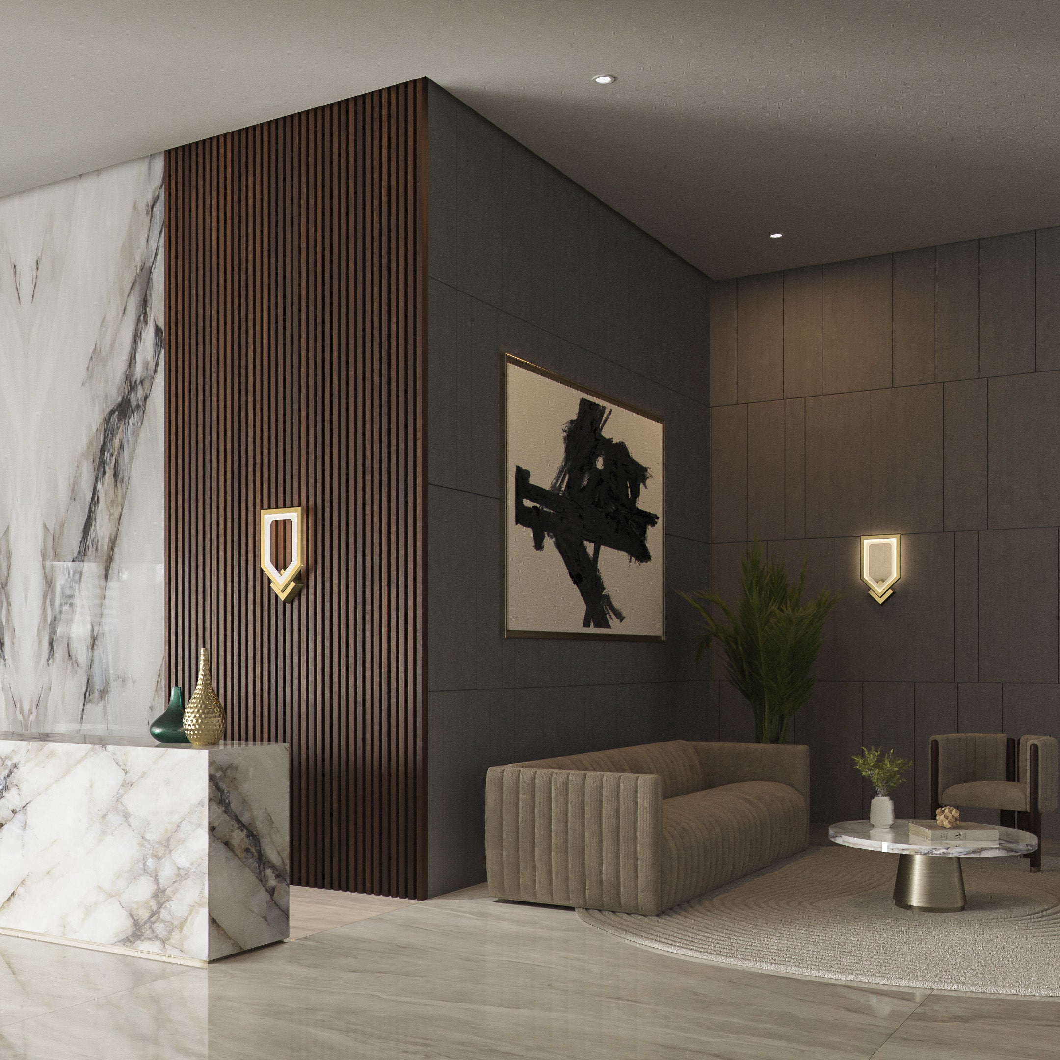 Oxygen Aegis 3 59 40 Modern LED Wall Sconce Light in Aged Brass - Perfect for Bedroom, Living Room & Hallway Lighting