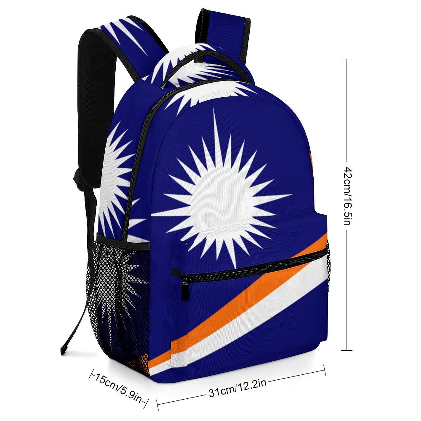 Premium Marshall Islands Flag Printed Backpack for Boys & Girls - Durable School & Camping Backpack with Padded Shoulder Straps - Perfect for Travel, Hiking & Outdoor Adventures