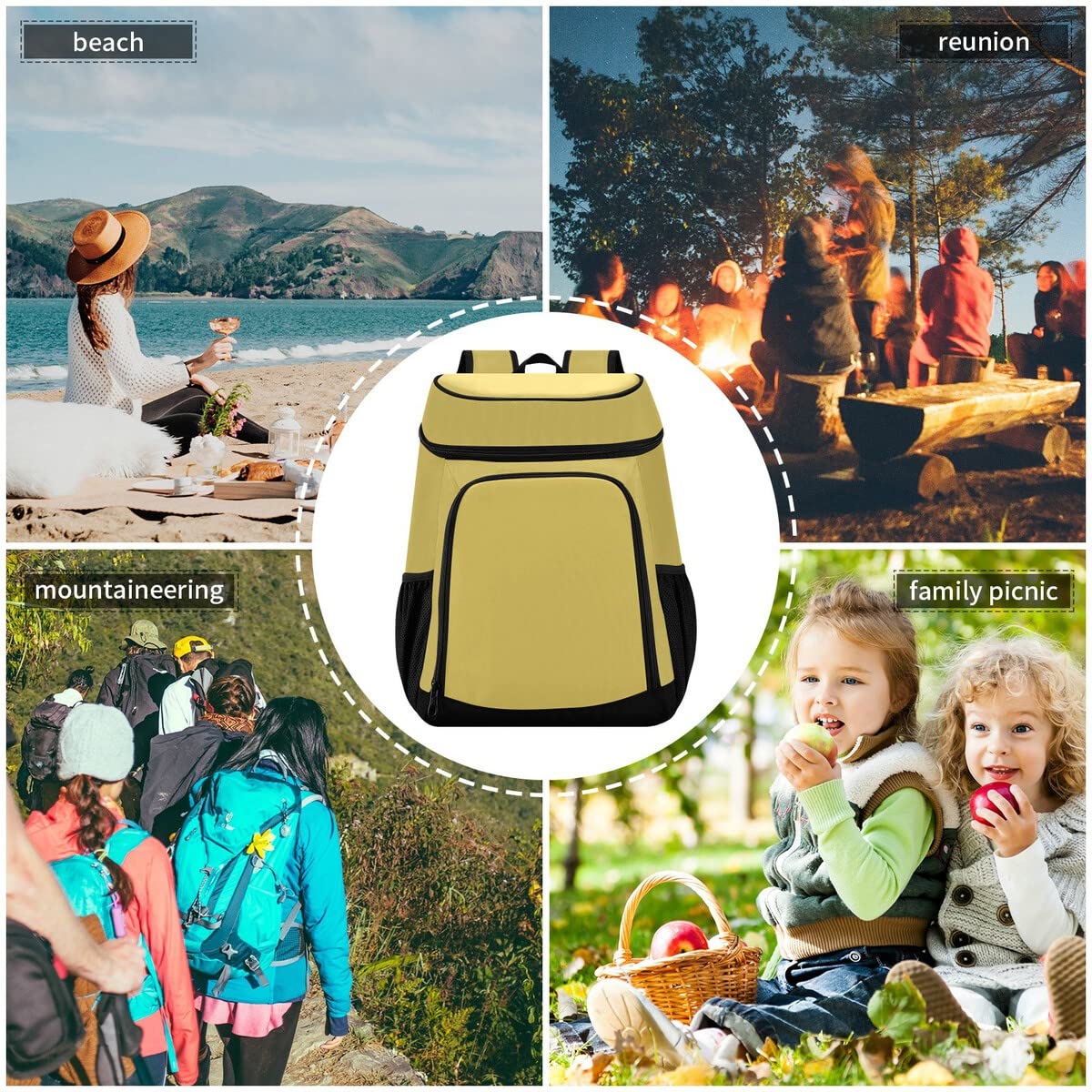 **Leakproof Insulated Cooler Backpack - 30 Can Capacity for Camping, Beach, Hiking & Picnics | Portable Lunch Cooler Bag for Outdoor Adventures**