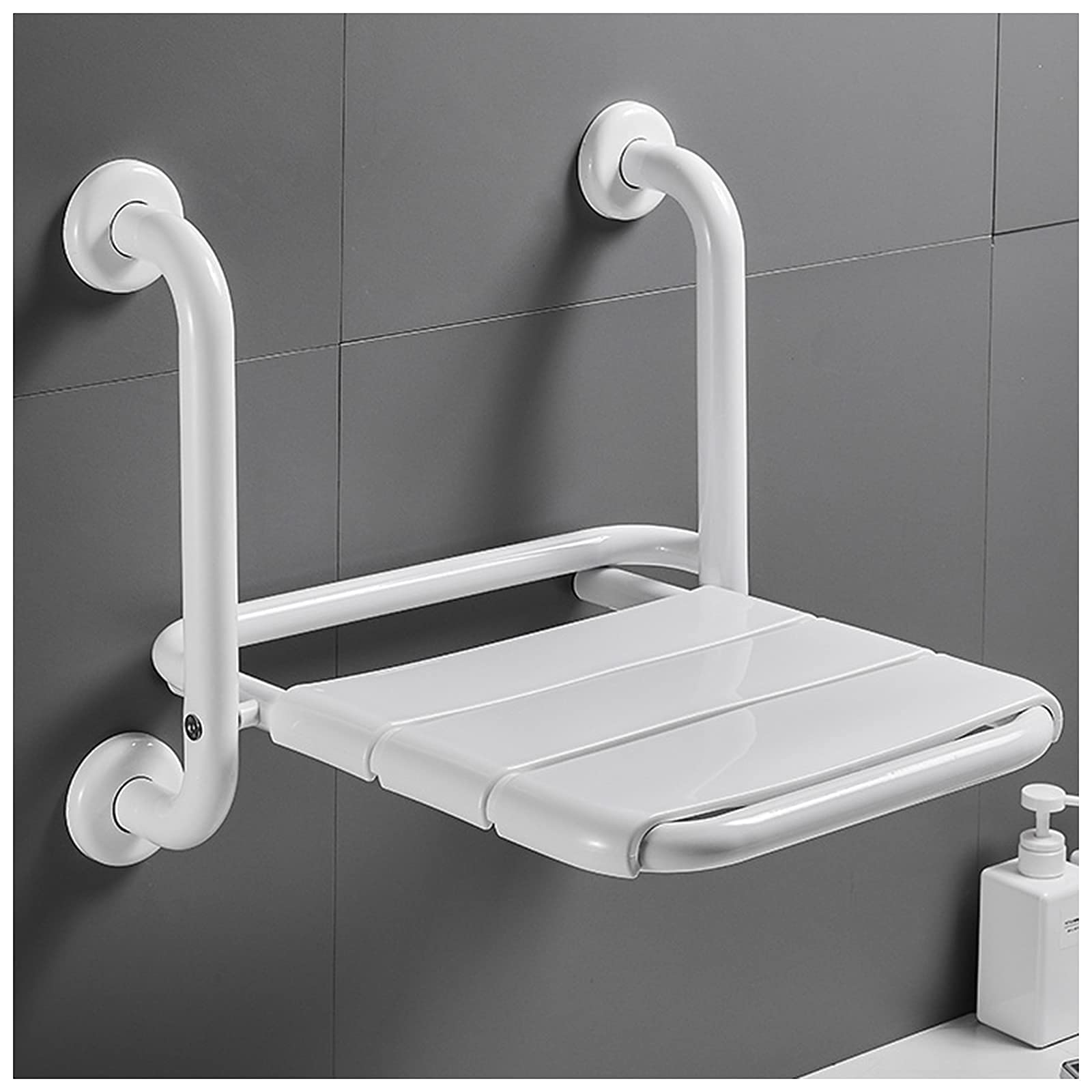 DMZXF Folding Non-Slip Shower Stool - Wall Mounted Safety Seat for Elderly & Disabled - Bathroom Shower Chair with Anti-Slip Feet - Perfect for Bathtub, Shower, and Spa Use