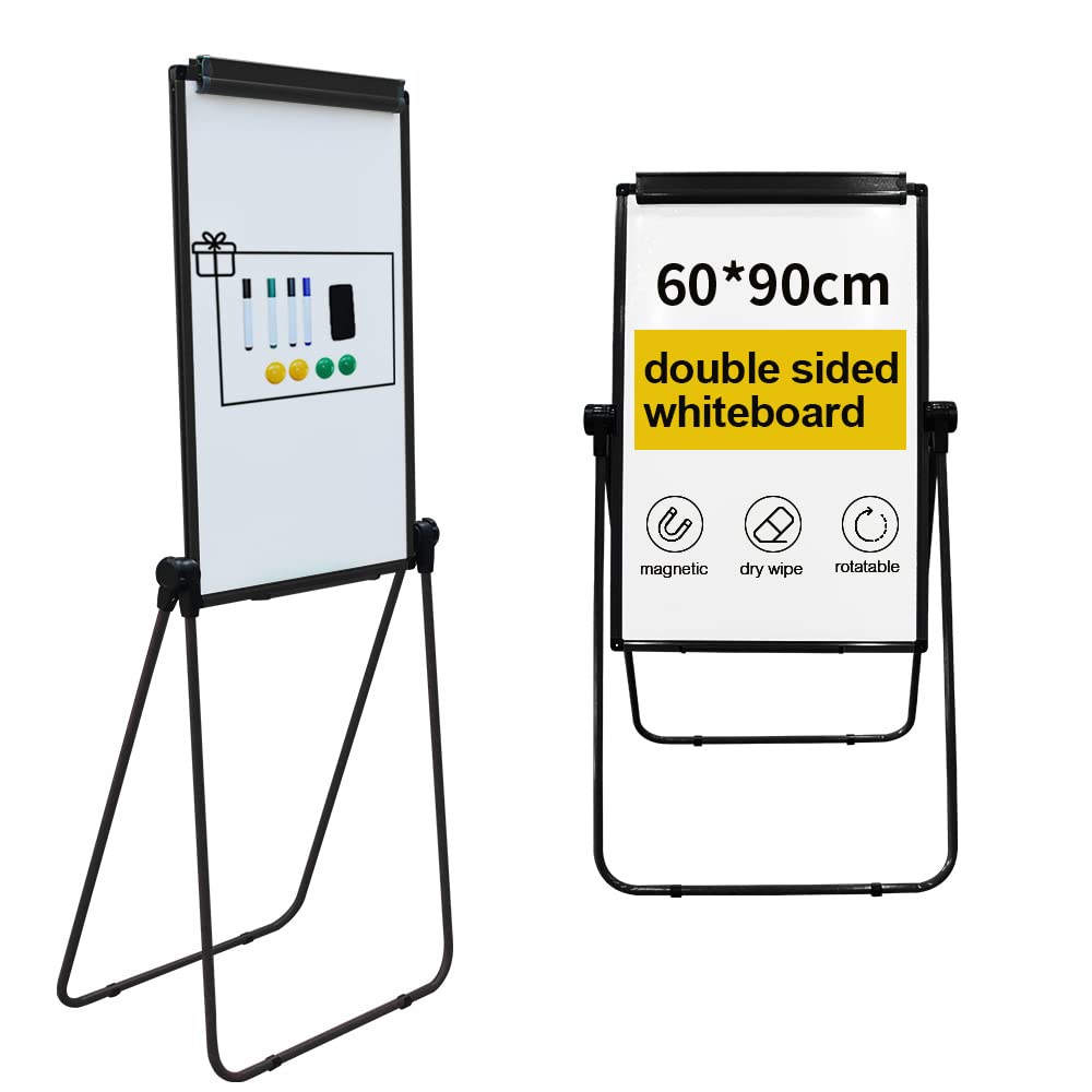 Magnetic Portable Dry Erase Whiteboard 24x36 Inches - Double-Sided U-Shape Stand, Adjustable Height Flip-Chart Easel Board with White Frame | Perfect for Office Meetings, Classroom Presentations & Home Organization