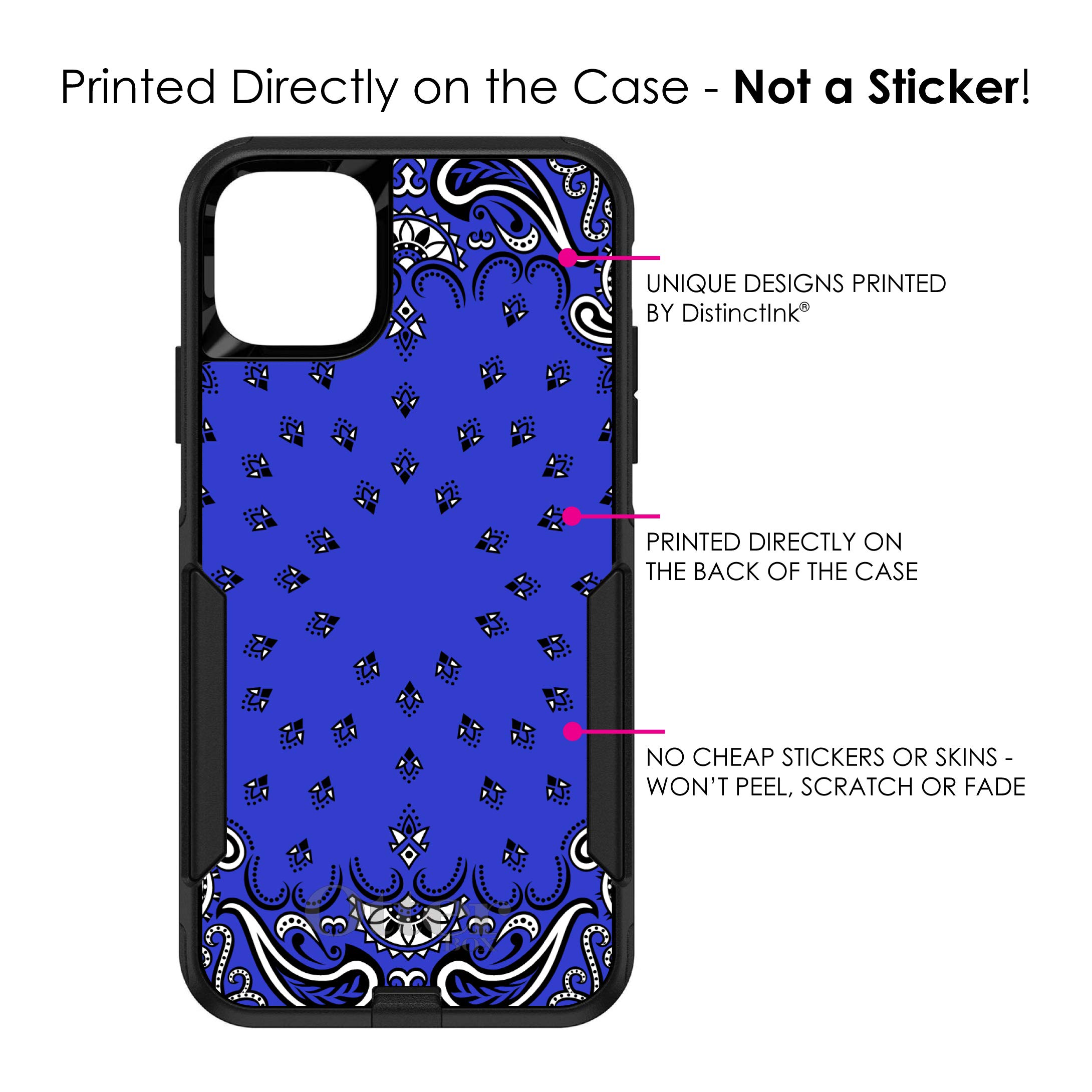 DistinctInk iPhone 11 Pro MAX Case (6.5 Inch) - Shockproof Protective Cover with Bandana Print - Blue, Black & White - Replacement for OtterBox Commuter - Perfect for Daily Use, Travel & Outdoor Activities