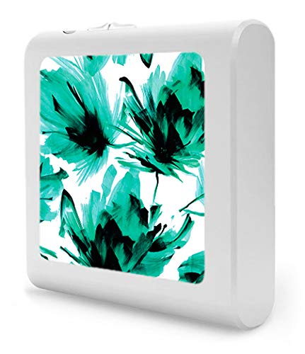 Dimmable LED Night Light with Auto On/Off Sensor, Adjustable Brightness & Warm White Light - Perfect for Bathroom, Hallway, Nursery, Bedroom - Green & Black Leaf Design (Home Safety & Energy Saving Nightlight)