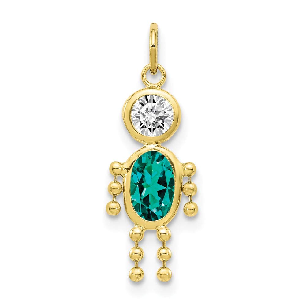 10K Yellow Gold January Birthstone Charm for Girls - Perfect for Necklaces, Bracelets & Jewelry Gifts