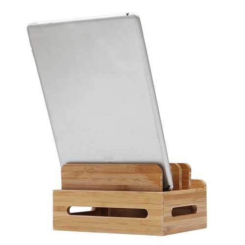 Bamboo Multi-Device Phone & Tablet Stand - Universal Charging Dock Holder for Smartphones, iPads, eReaders - Perfect for Home, Office & Car Use