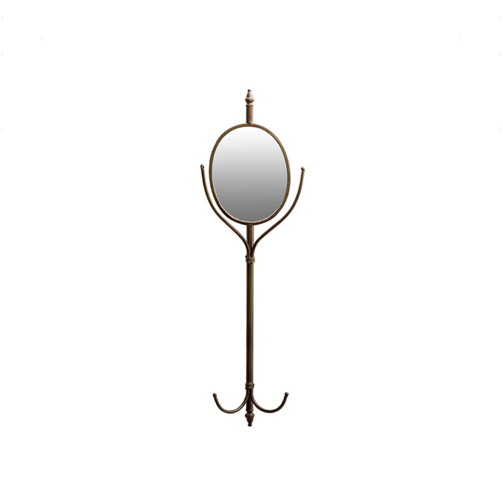 Vintage Wrought Iron Wall Mirror with Coat Hooks - Compact Decorative Vanity Mirror for Bedroom, Entryway & Makeup (8.3