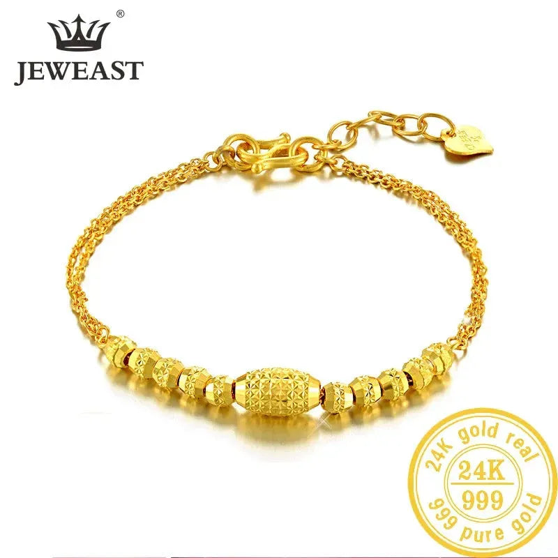 24K Pure Gold Bracelet for Women - 999 Solid Real Gold Bangle - Elegant Romantic Classic Jewelry Gift for Her - Perfect for Anniversaries, Weddings & Special Occasions