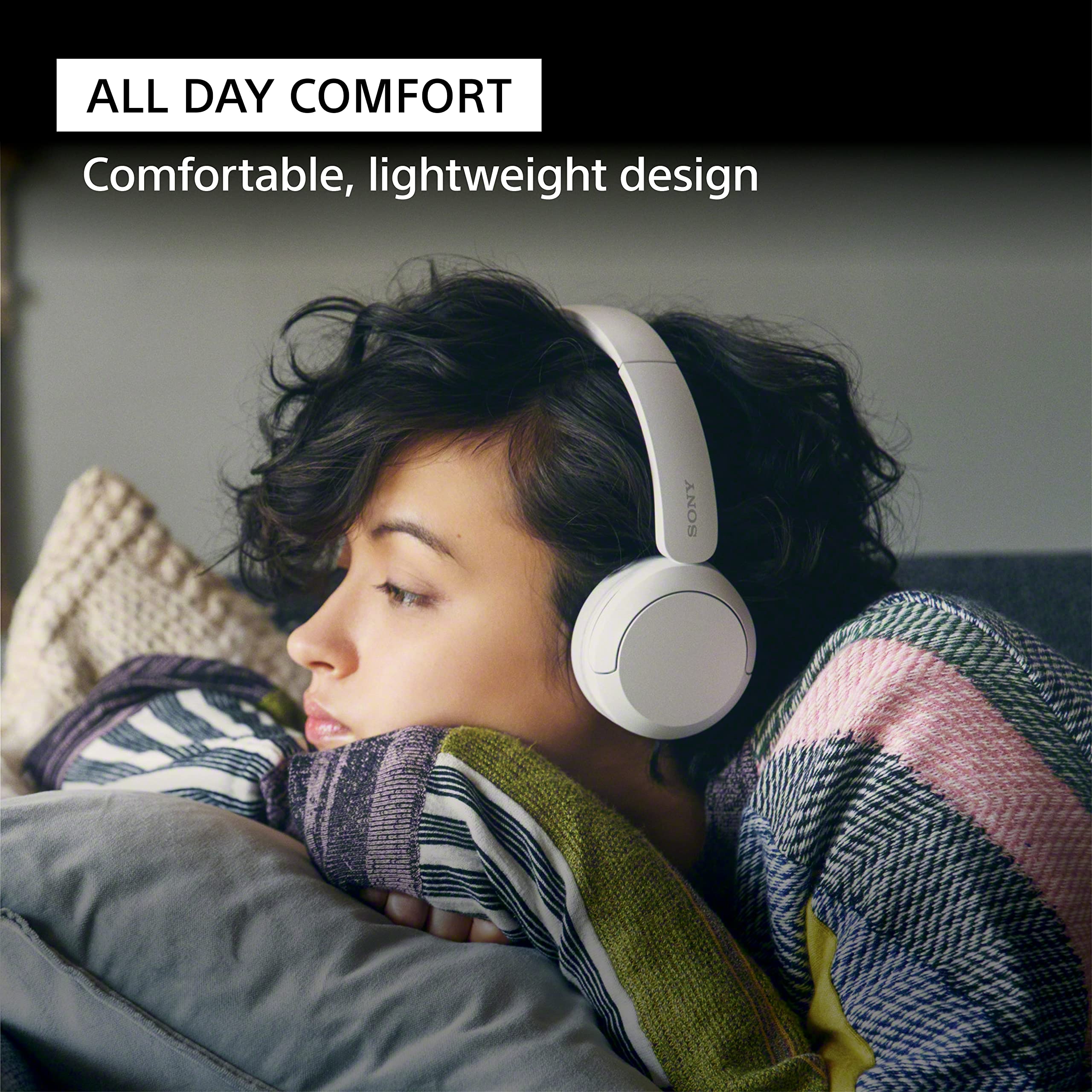 Sony WH-CH520 Wireless Bluetooth On-Ear Headphones with Built-in Mic - Black (Renewed) | Noise Cancelling for Commuting, Work & Gaming
