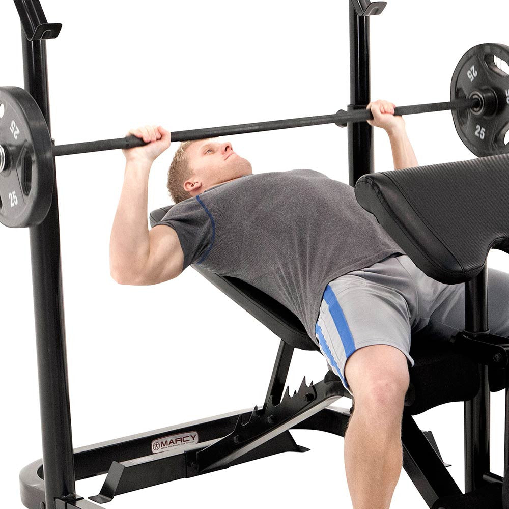 Marcy Club Deluxe Mid Size Weight Bench MKB-869 - Home Gym Equipment for Strength Training & Workouts - Perfect for Small Spaces & Home Fitness