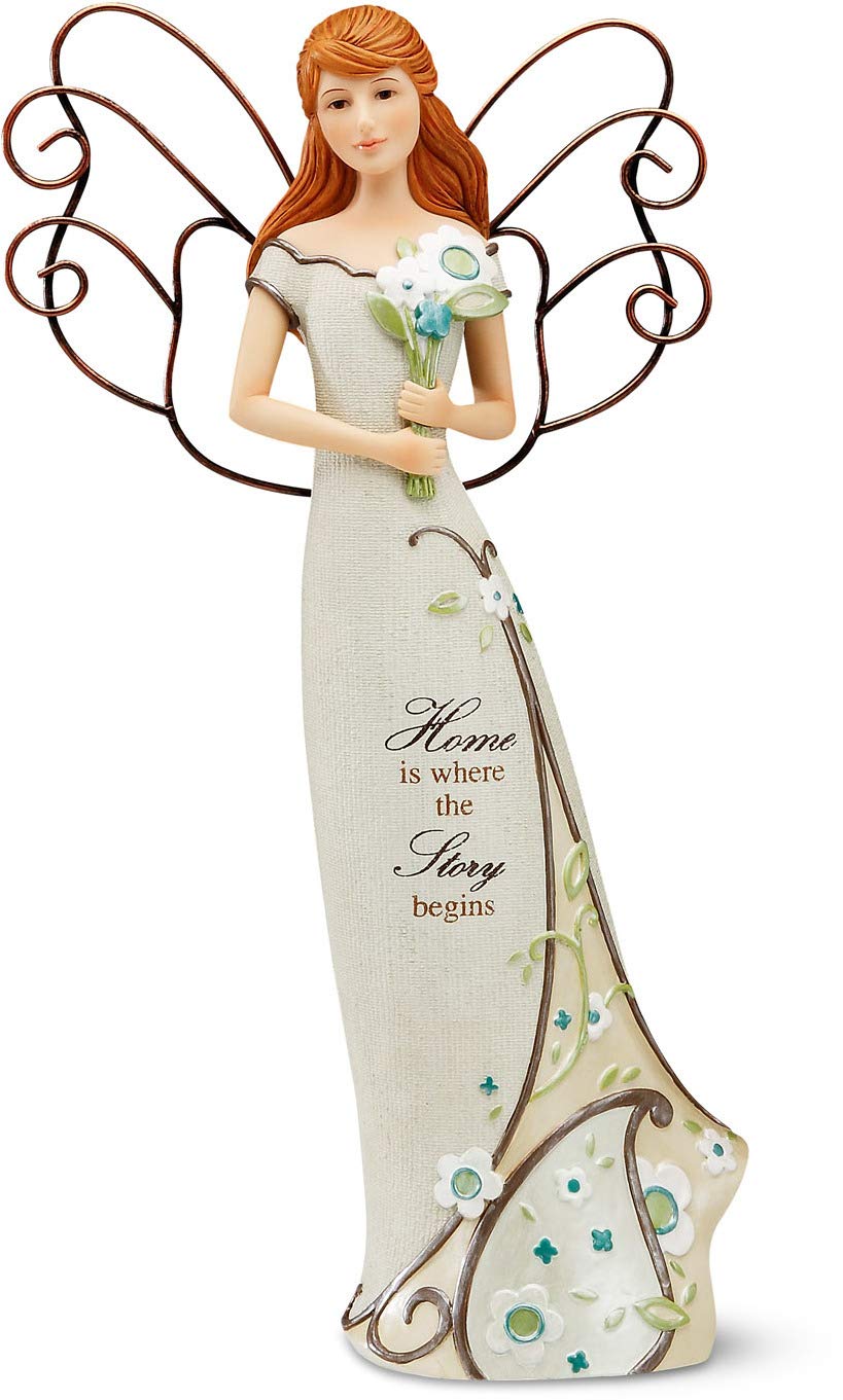 Pavilion Gift Company 6.75 Inch Angel Figurine - Elegant Home Decor for Christmas, Wedding & Gift Giving