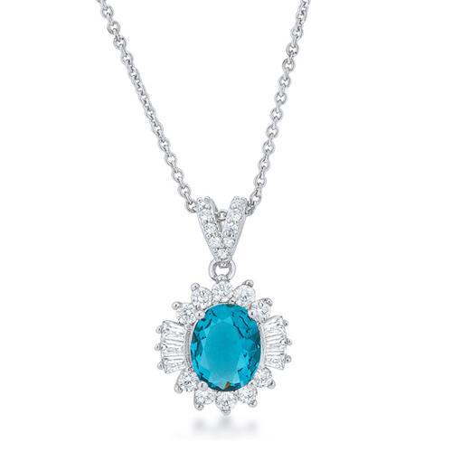 3.2ct Aquamarine CZ Drop Pendant Necklace for Women - Elegant Cubic Zirconia Jewelry Gift for Birthday, Anniversary & Special Occasions