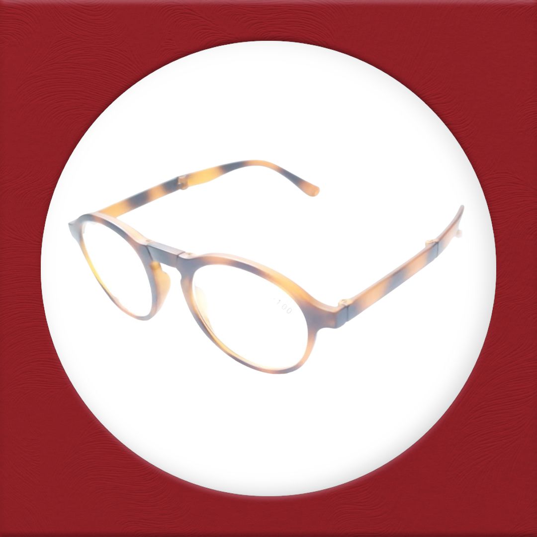 Round Folding Reading Glasses with Zip Pouch - Compact & Portable Reading Eyewear for Men & Women - Perfect for Travel, Reading, and Everyday Use