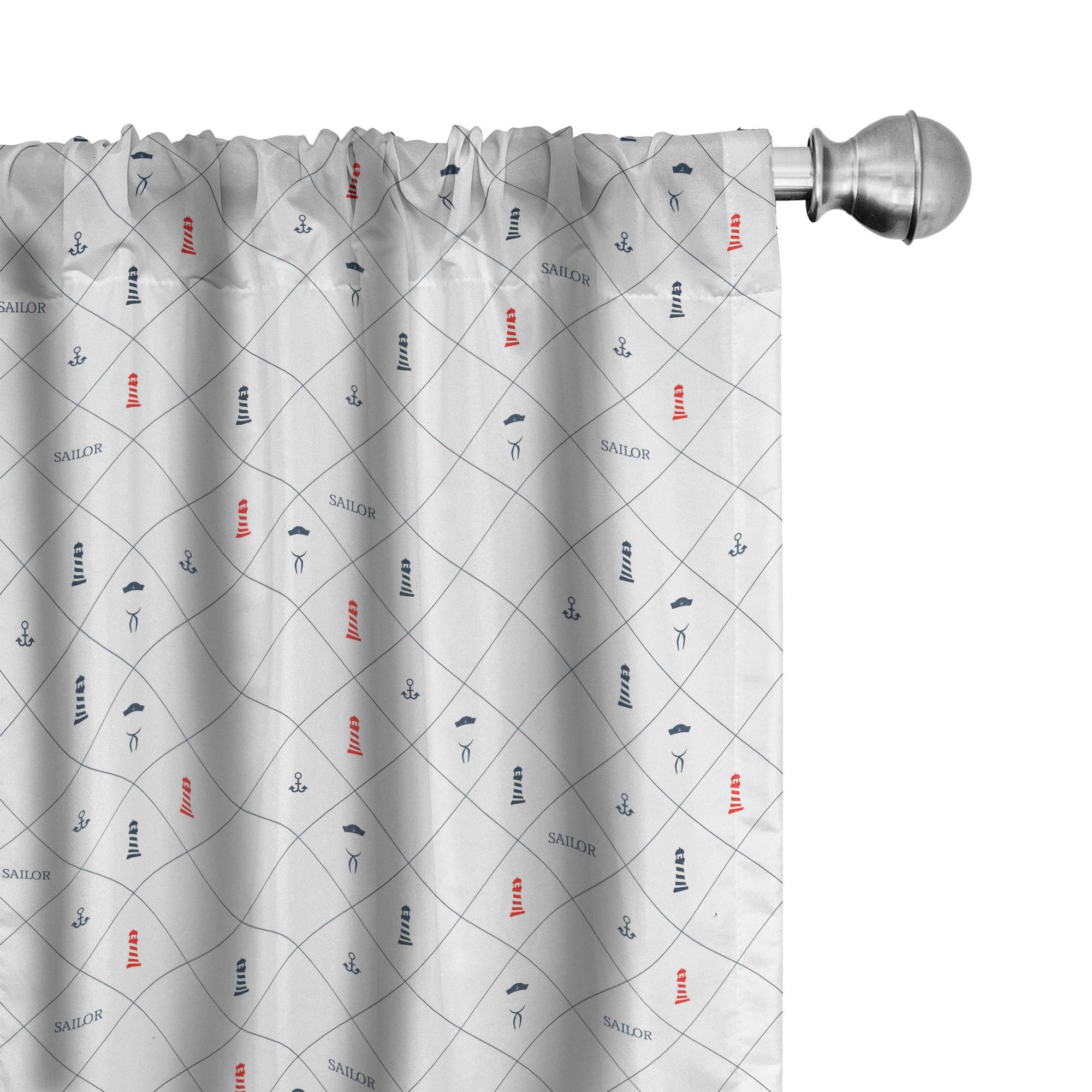 Ambesonne Nautical Lighthouse Checkered Curtains - Sailing Abstract Geometric Design, 2 Panel Set for Living Room & Bedroom (28