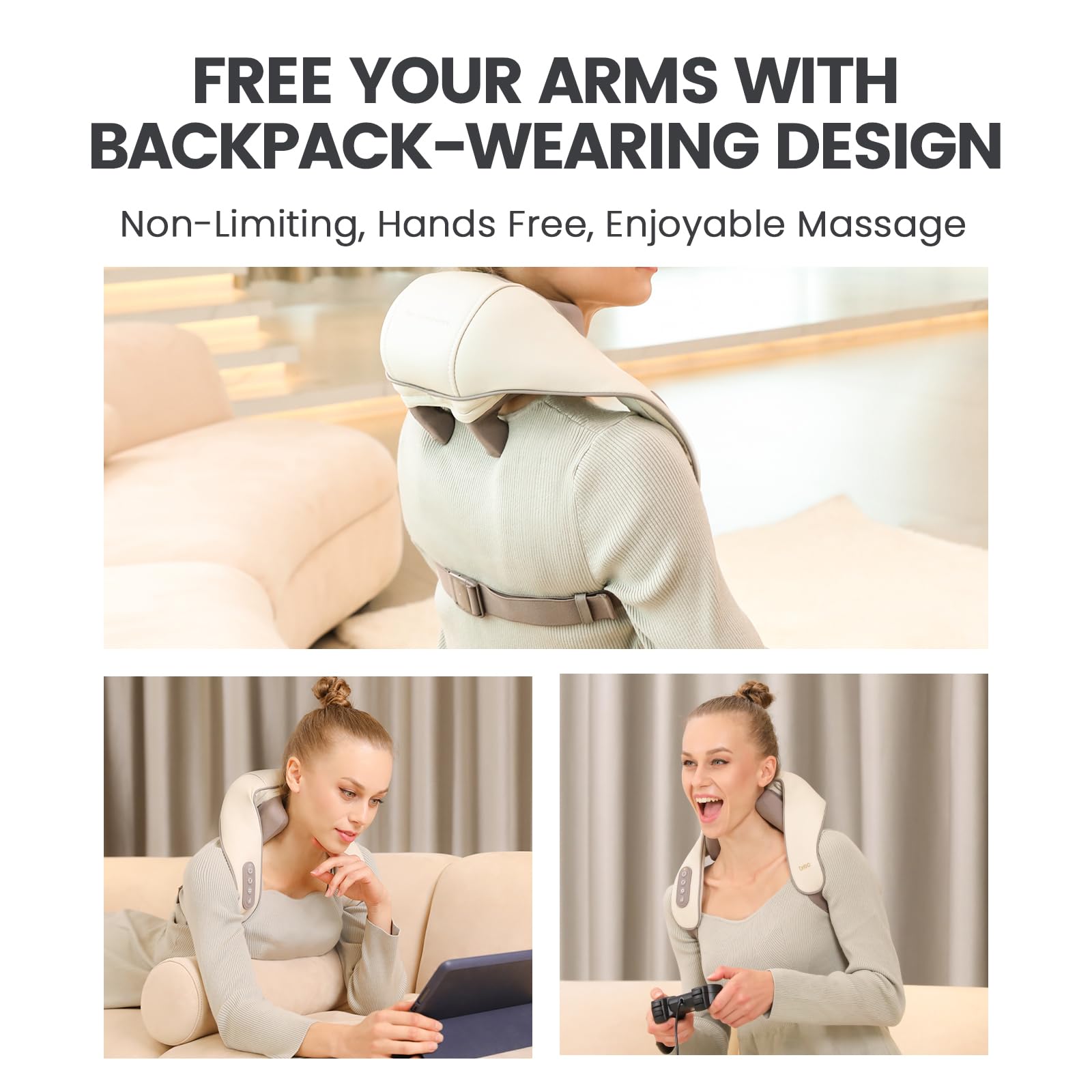 Breo N5 Mini Neck Massager with Heat - Electric Shoulder & Neck Massager for Pain Relief, Deep Tissue Massage, Portable Muscle Relaxation Gift for Home, Office & Travel Use