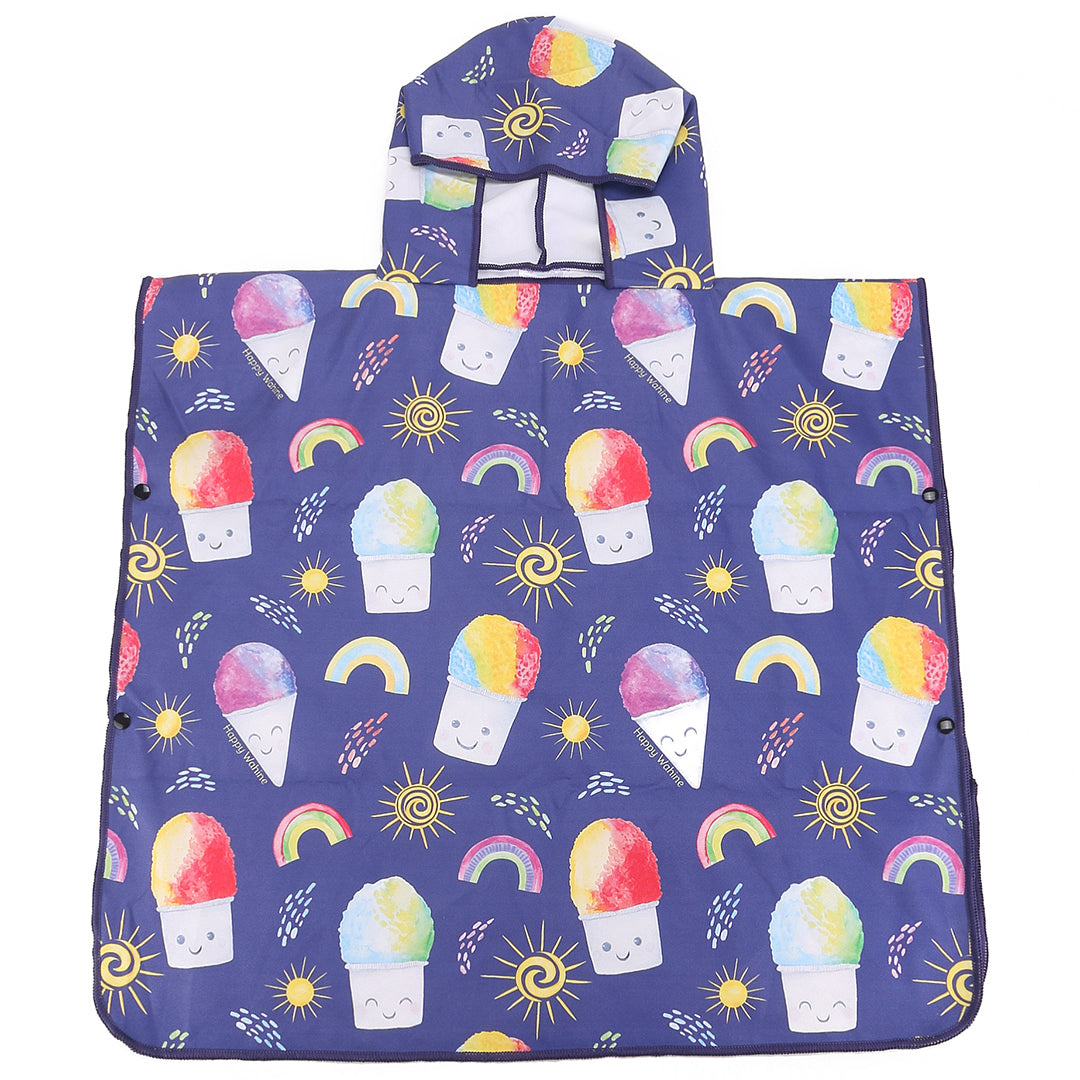 Kids Hooded Beach Towel Poncho - Soft & Absorbent Shave Ice Blue - Perfect for Swimming, Surfing & Beach Outings