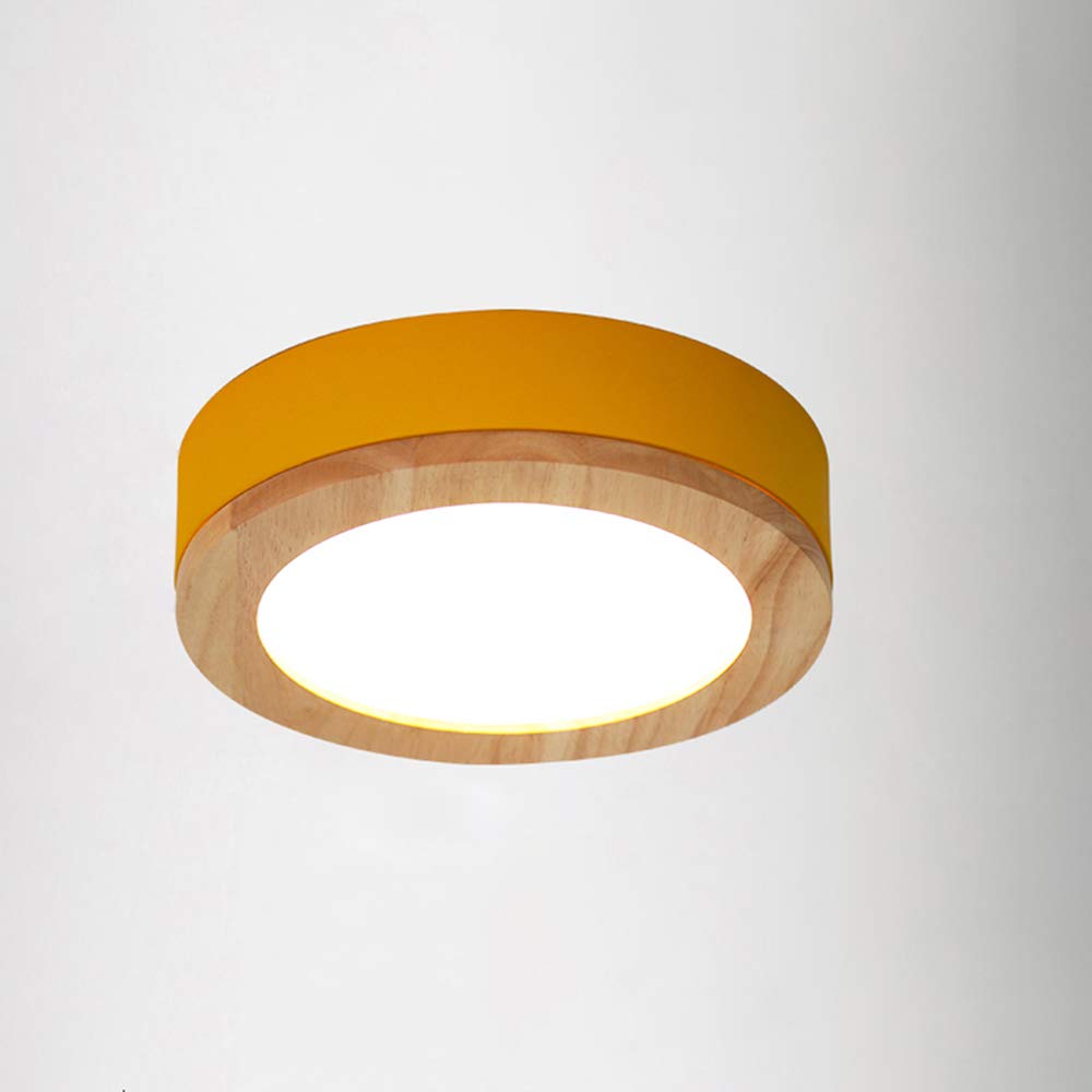 NIUYAO Modern Nordic Round Ceiling Light - Acrylic LED Flush Mount Fixture with Bulb Included (Yellow) - Perfect for Living Room, Bedroom & Kitchen Lighting