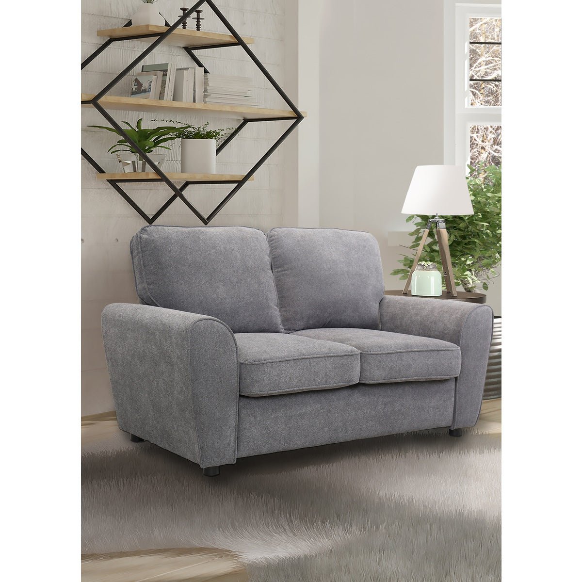Bethany Collection Grey Fabric Loveseat - Perfect for Living Rooms, Apartments & Cozy Spaces