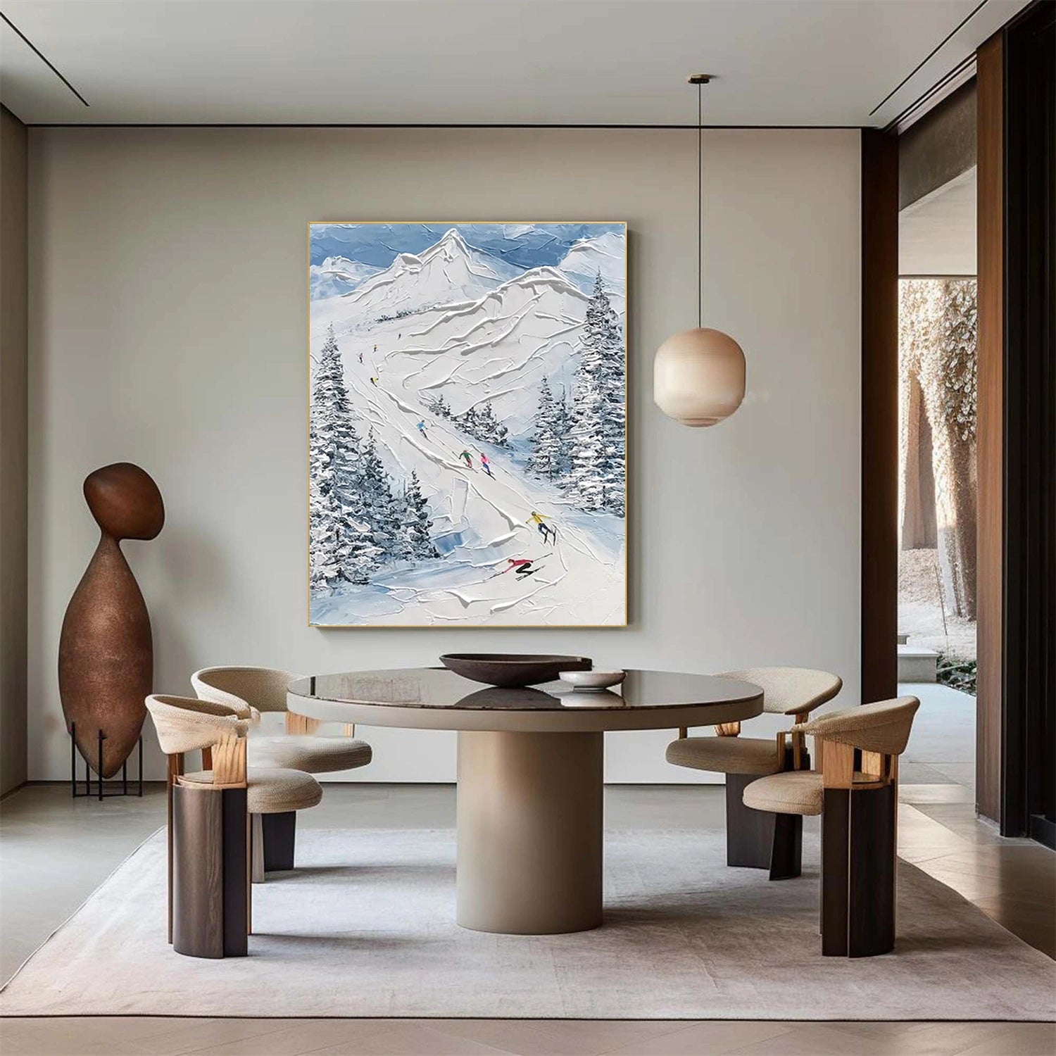 Premium Skiing Sport Art Textured Canvas Painting - Winter Sports Wall Decor for Living Room & Ski Lodge - #SP033