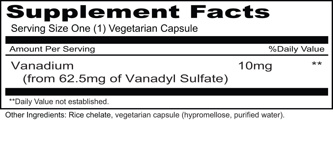 Vana Trace Vanadyl Sulfate Supplement - 120 Vegetarian Capsules for Healthy Insulin Response & Glucose Metabolism Support | Supports Blood Sugar Balance & Energy Levels for Active Lifestyles