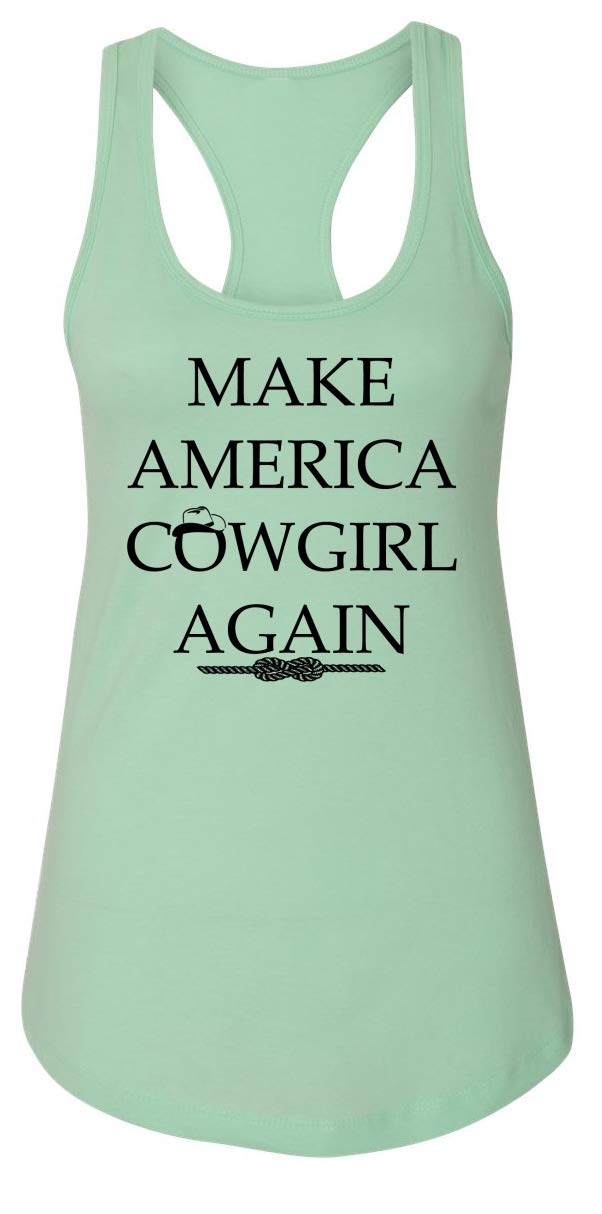 Funny Women's Make America Cowgirl Again Racerback Tank Top - Western Themed Graphic Tee for Cowgirl Costume, Country Concert & Rodeo Events