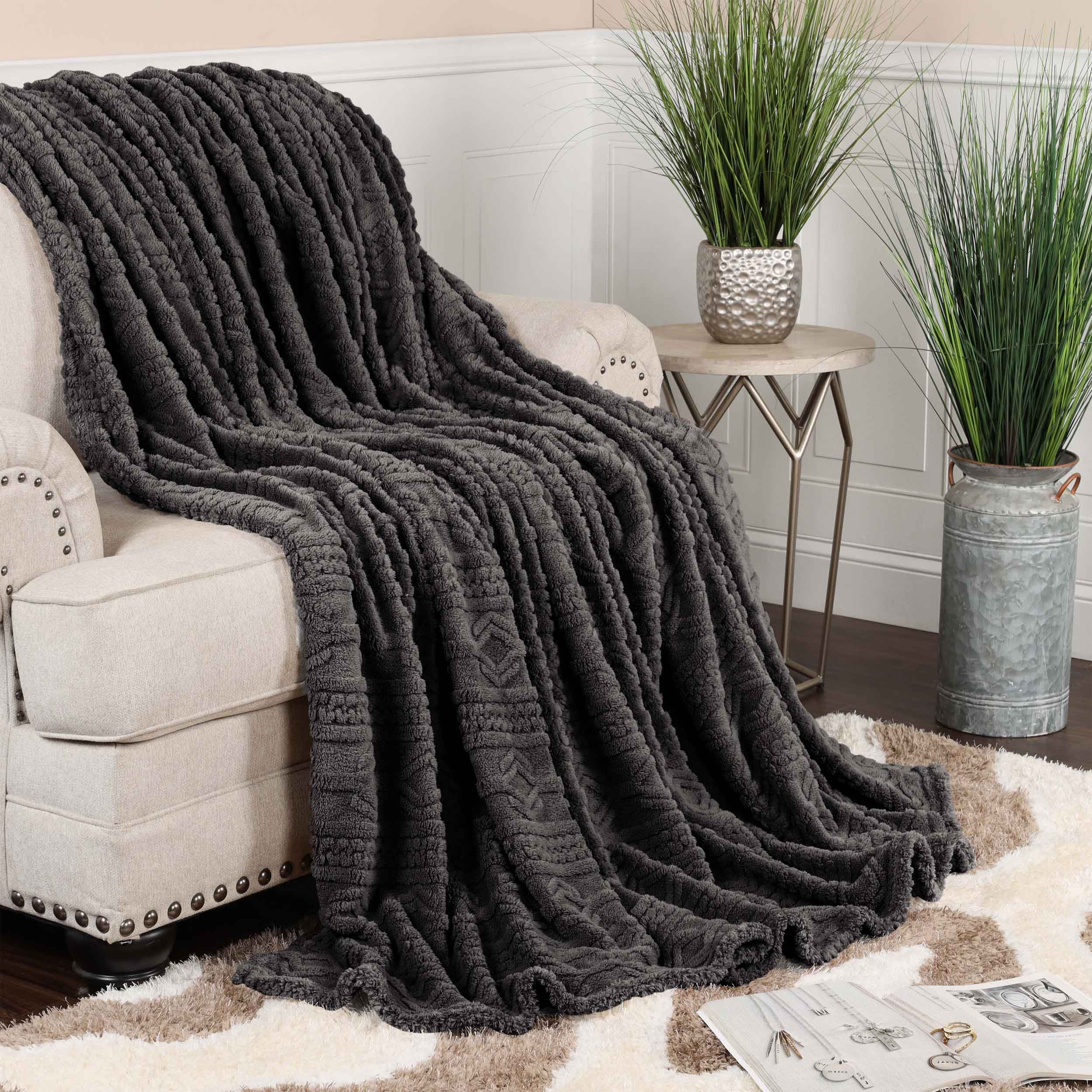Arctic Boho Jacquard Plush Fleece Blanket - Ultra Soft & Warm Winter Throw for Couch, Bed, Sofa - Perfect for Home Decor, Cozy Nights & Gift Giving