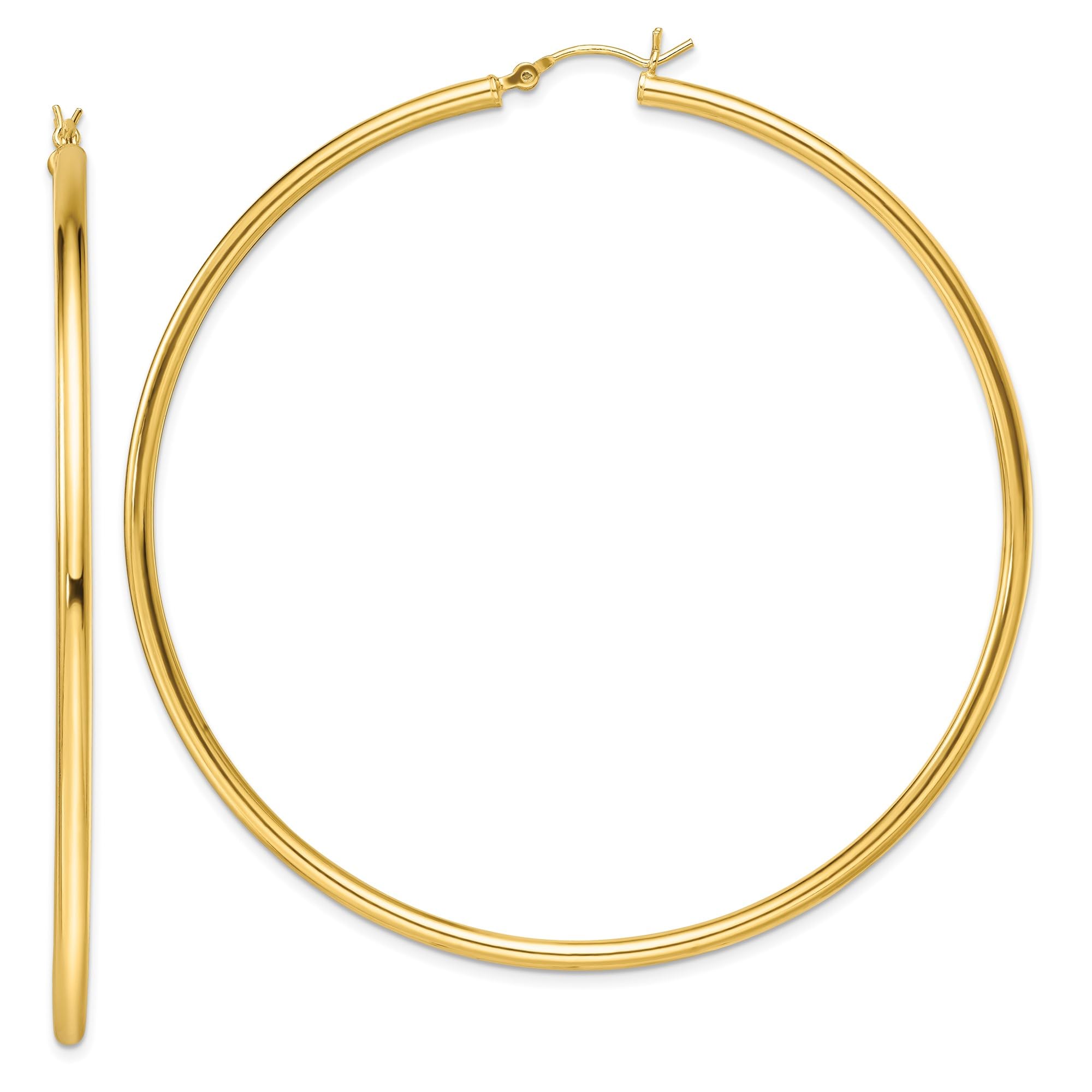 925 Sterling Silver Gold Plated 2.5x70mm Round Extra Large Hoop Earrings for Women - Fashion Statement Jewelry for Parties, Weddings & Everyday Wear